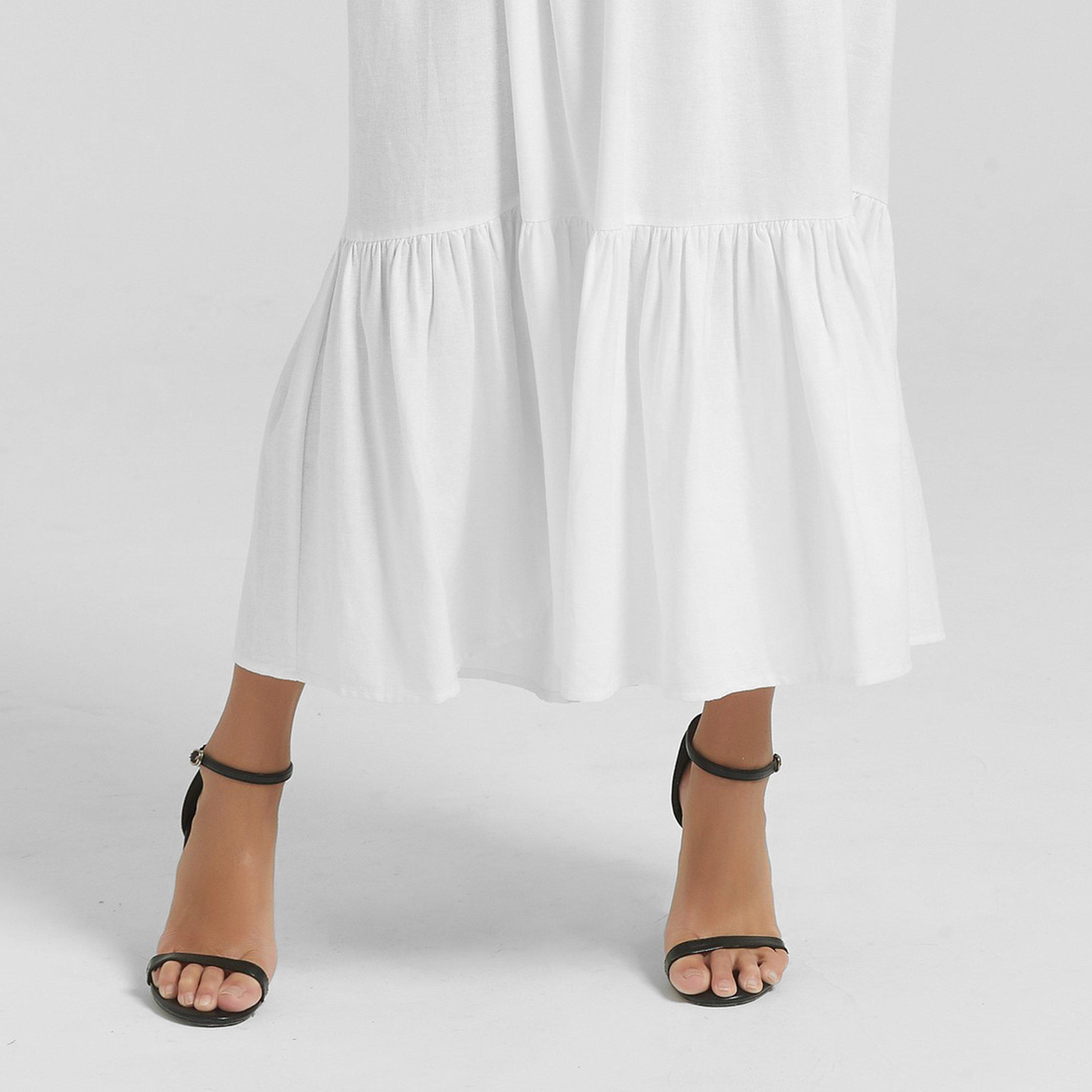 Be You Linen Linen Shirred Dress