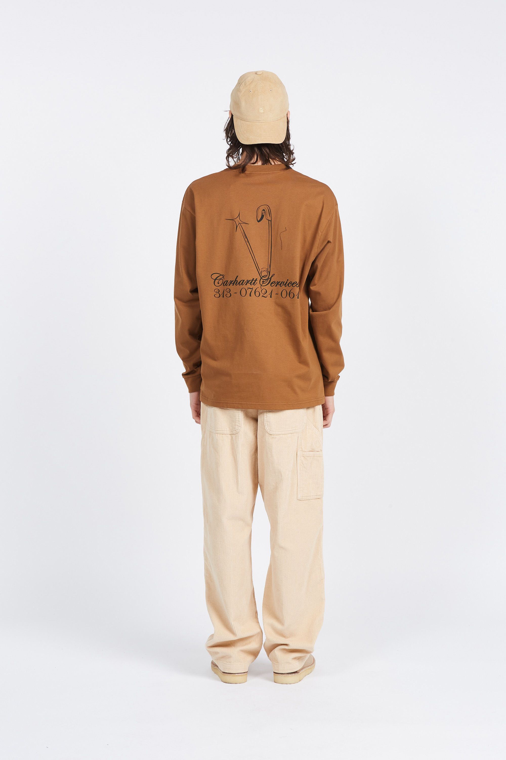 CARHARTT WIP T-shirt L/S Safety Pin T-Shirt Marron