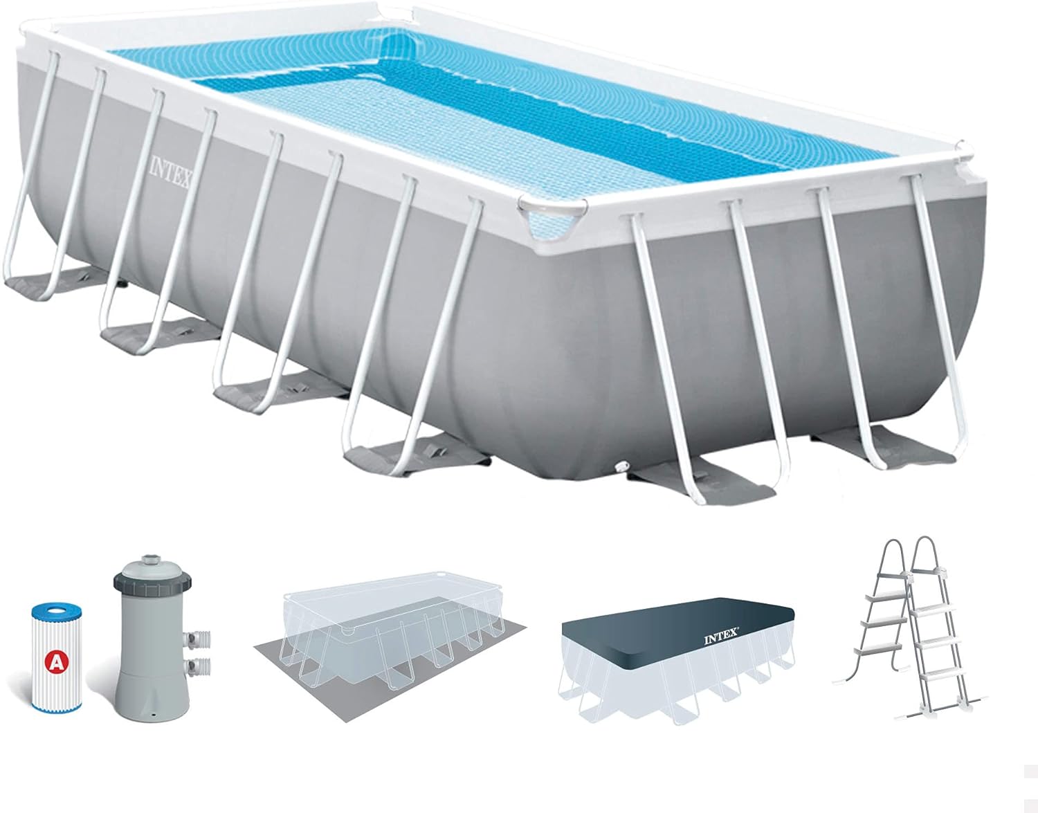 Intex kit Piscine Prism Frame rectangulaire Angulaire Tubulaire (l) 4,88 x (l) 2,44 x (h) 1,07m