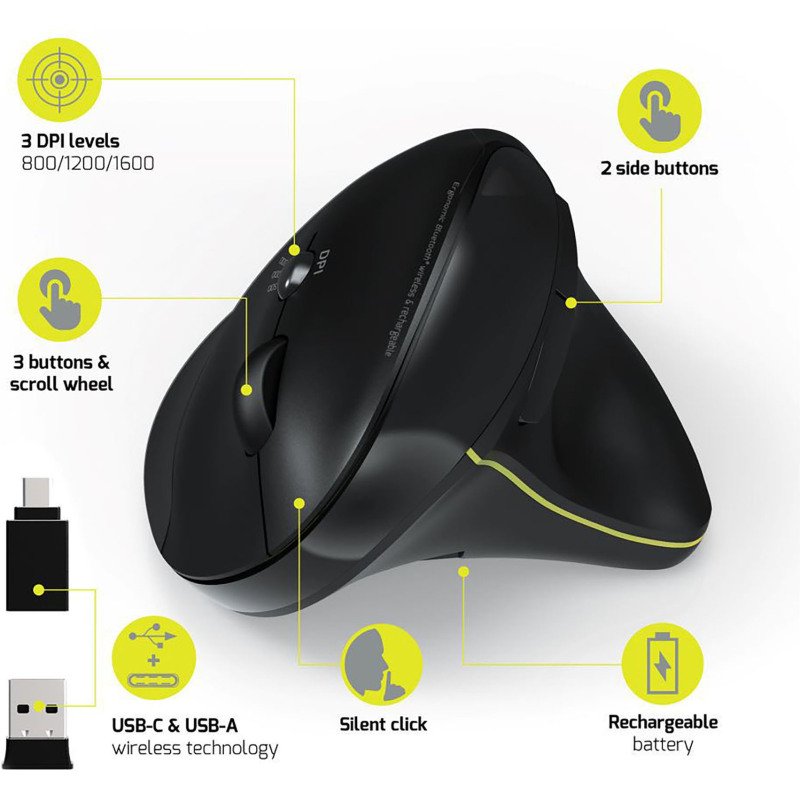 Souris sans fil ergonomique PORT rechargeable