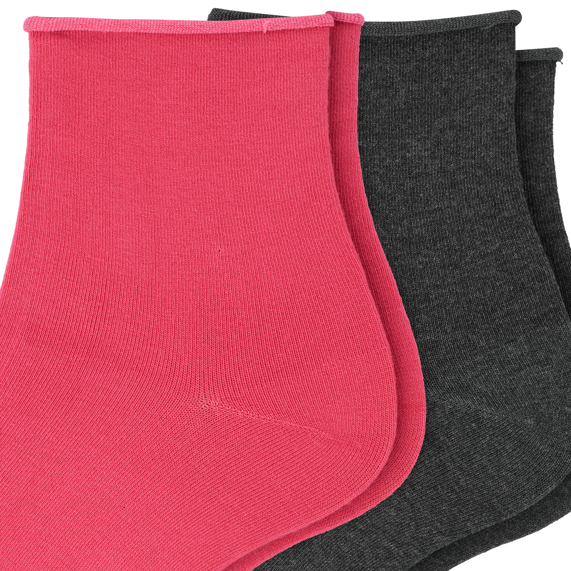 Gina Benotti 2 Paar Damen Socken mit Viskose hellrot / dunkelgrau
