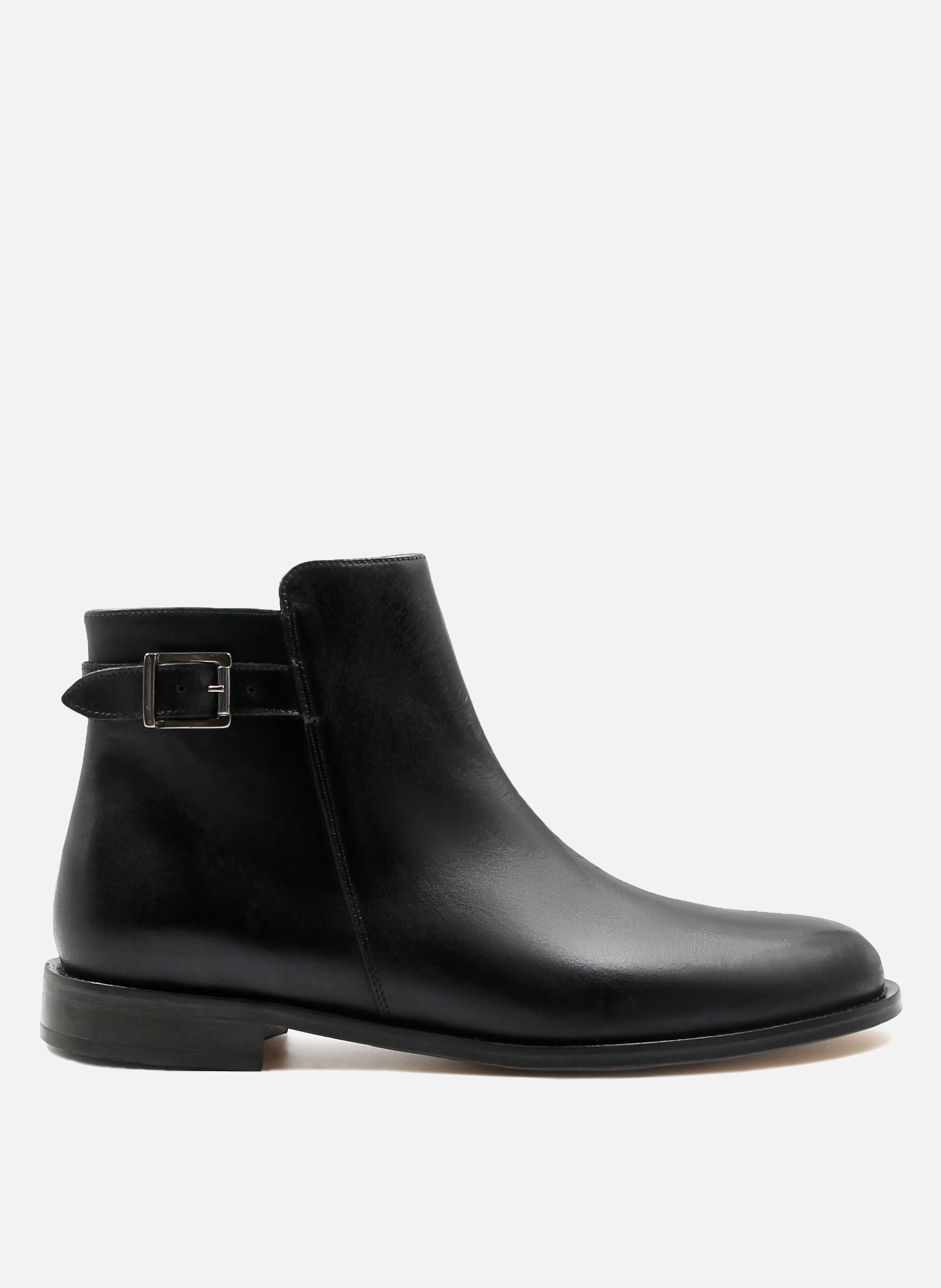 Boots à boucle cuir lisse | Noir