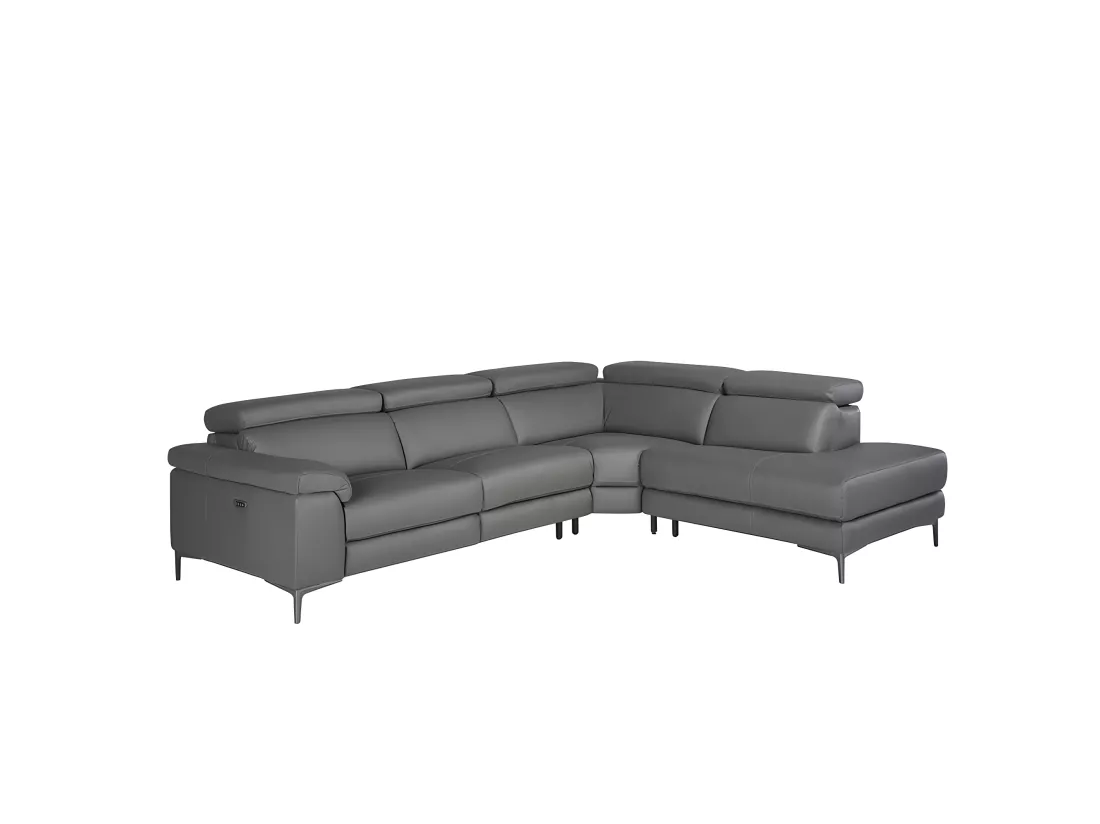 Canapé d'angle en cuir gris 6111 ANGEL CERDA