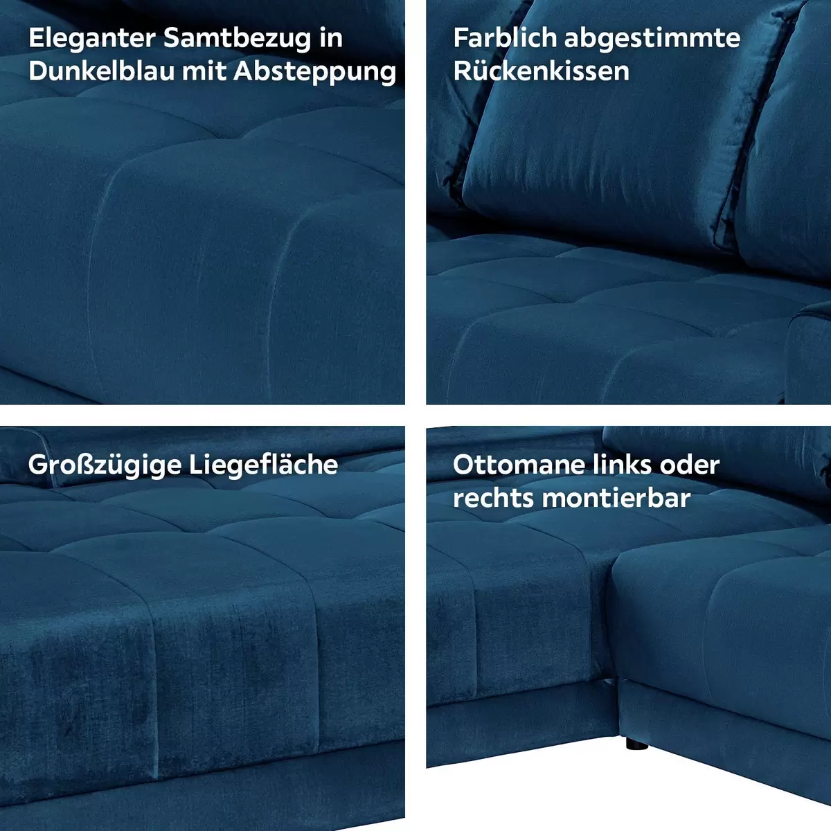 Ecksofa Adria 246 x 137 dunkelblau