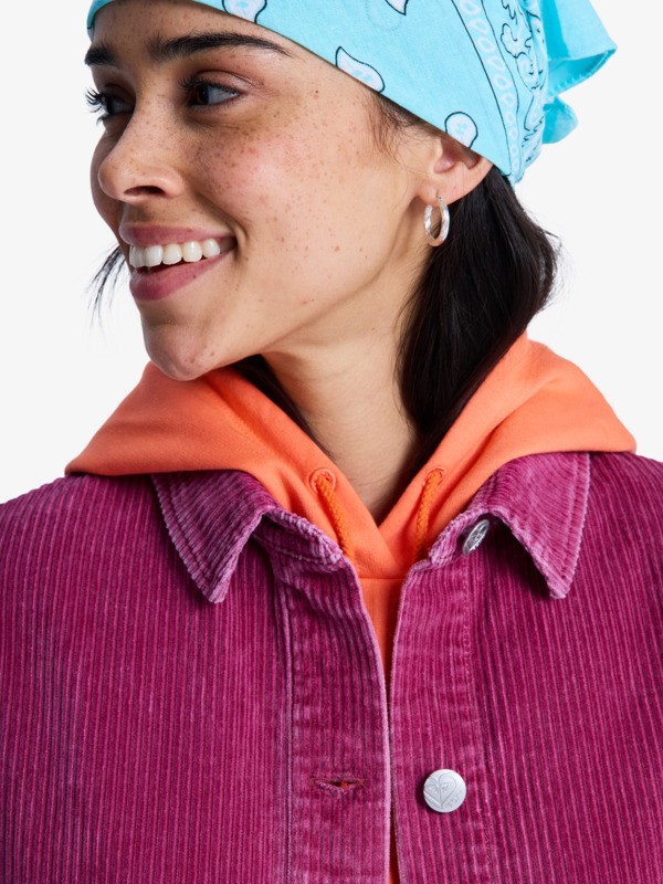 Kick Back Washed Veste oversize en velours côtelé Rouge Femme