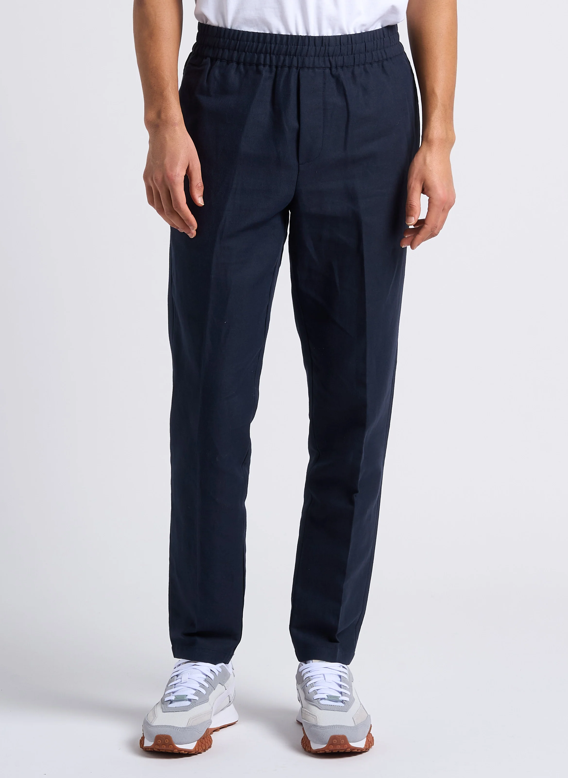 SMITHY - Pantalon slim en coton bio et lin | Bleu