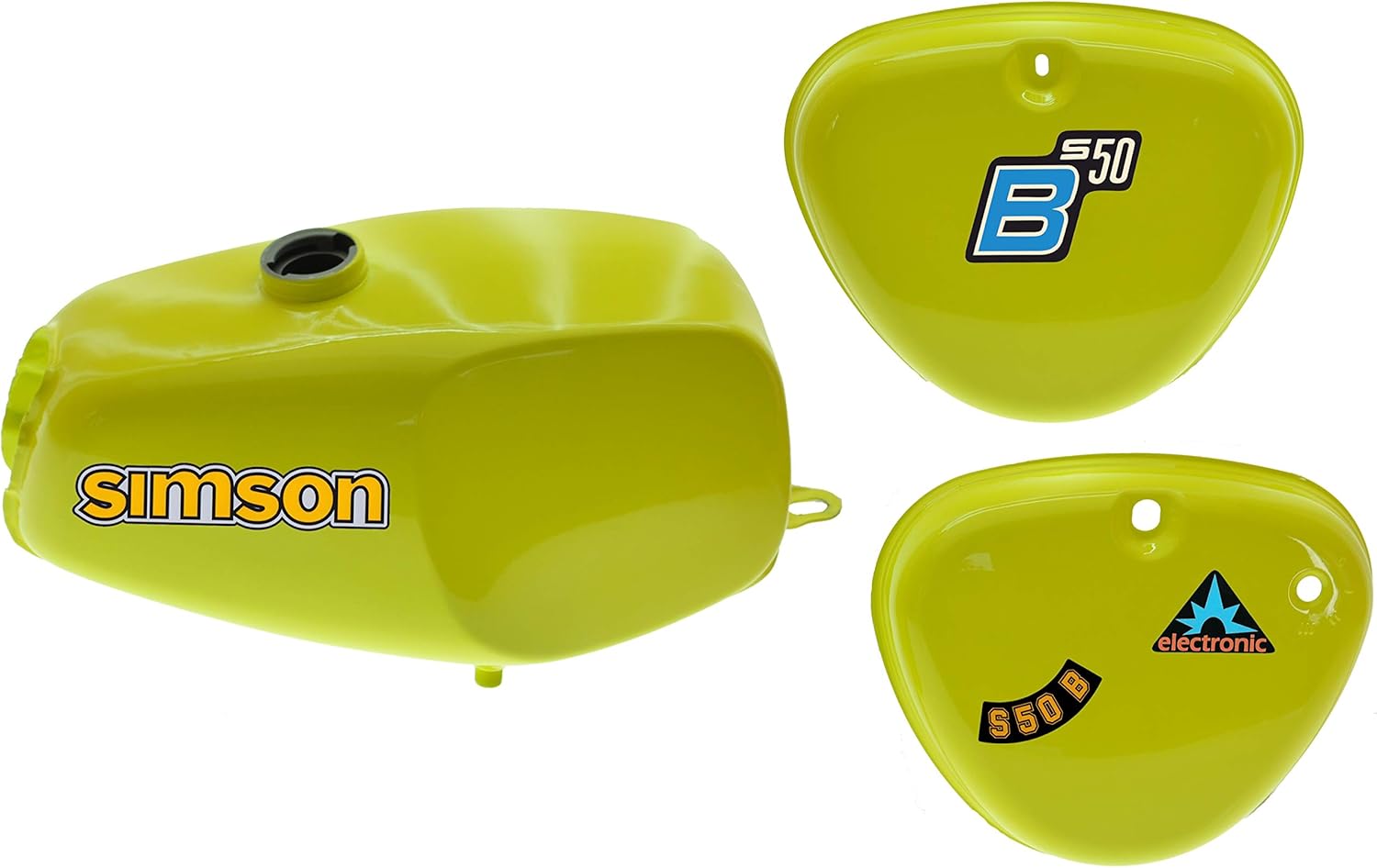 Büffeltank Set mit Seitendeckel für Simson S50 S51, Schwefelgelb, innen versiegelt