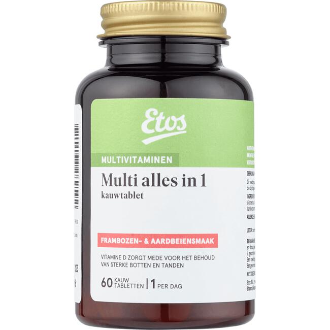 Etos Multi Alles in 1 Kauwtabletten Frambozen- & Aardbeiensmaak 60 stuks