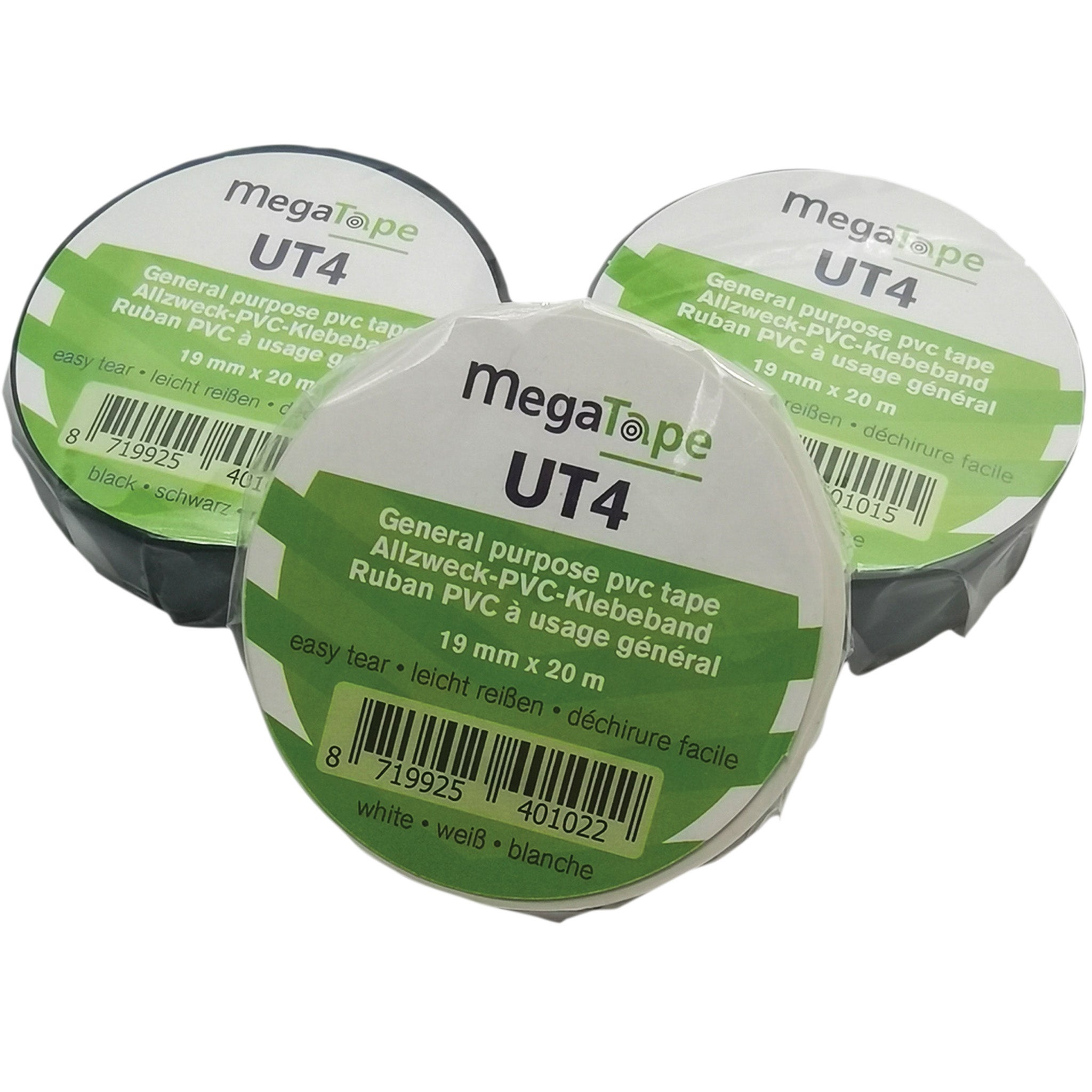 Showgear MegaTape UT4 PVC tape 19 mm x 20 m, zwart