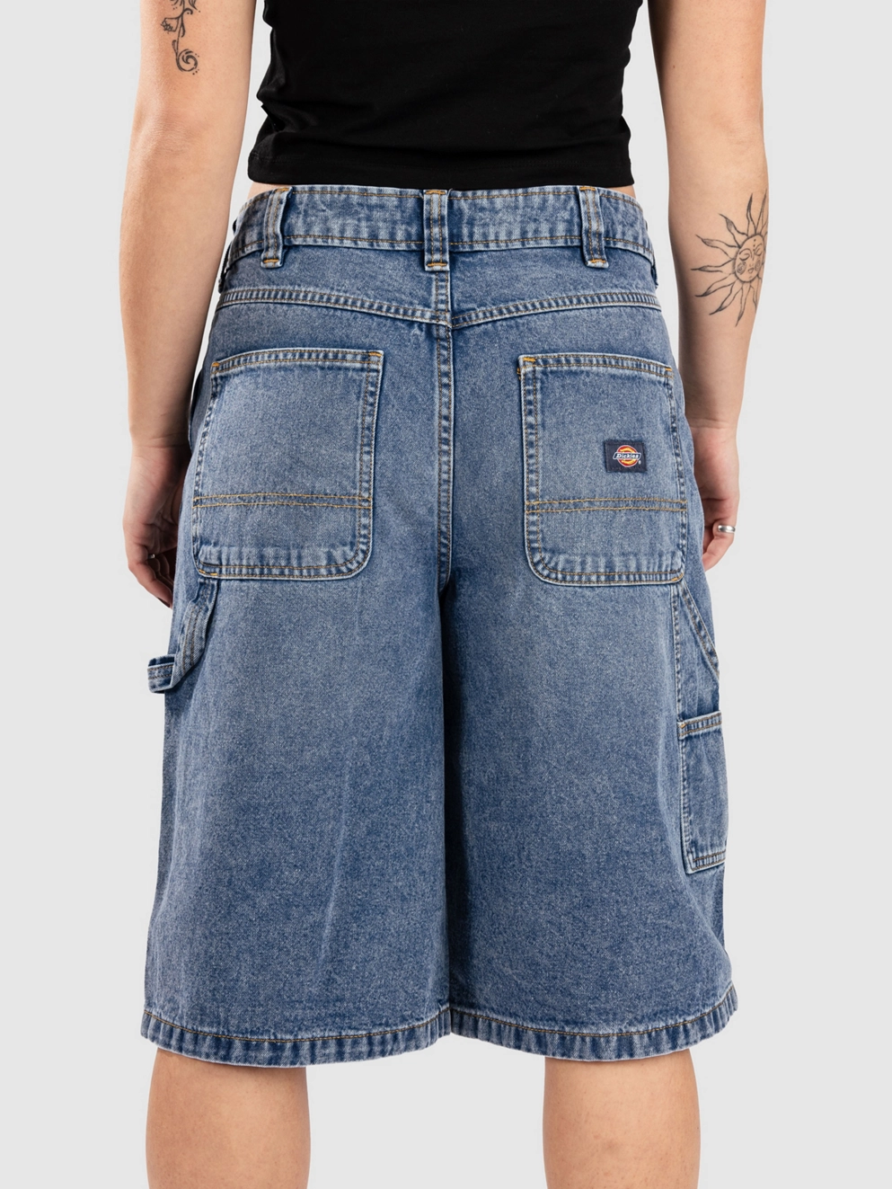 Dickies Carpenter Denim Jort Shorts rinsed blue w/ fade