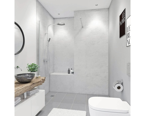 BREUER Soft-Touch douchewandpaneel, marmergrijs decor, 100 x 210 cm