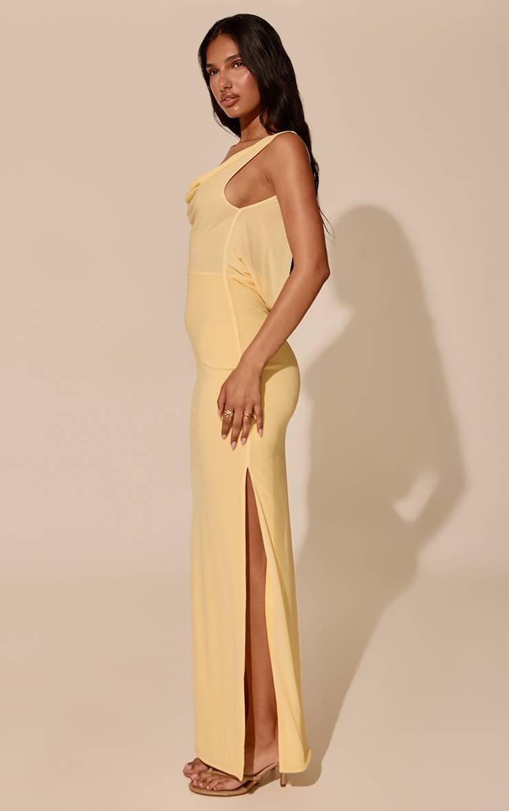 Citron Robe Longue Sans Manches En Mousseline Avec Col Bénitier Extrême