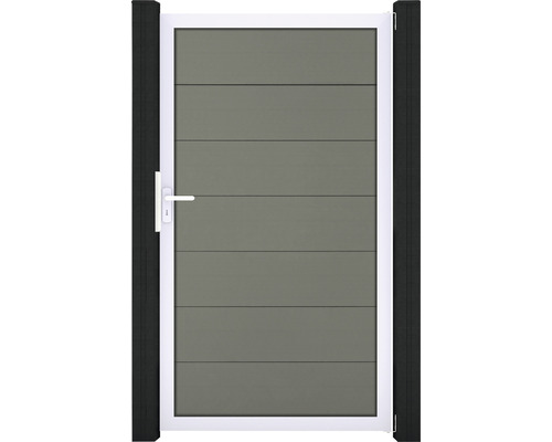Enkele poort GroJa Flex Grande DIN universeel voorgemonteerd zonder palen, frame aluminium 100 x 180 cm grijs