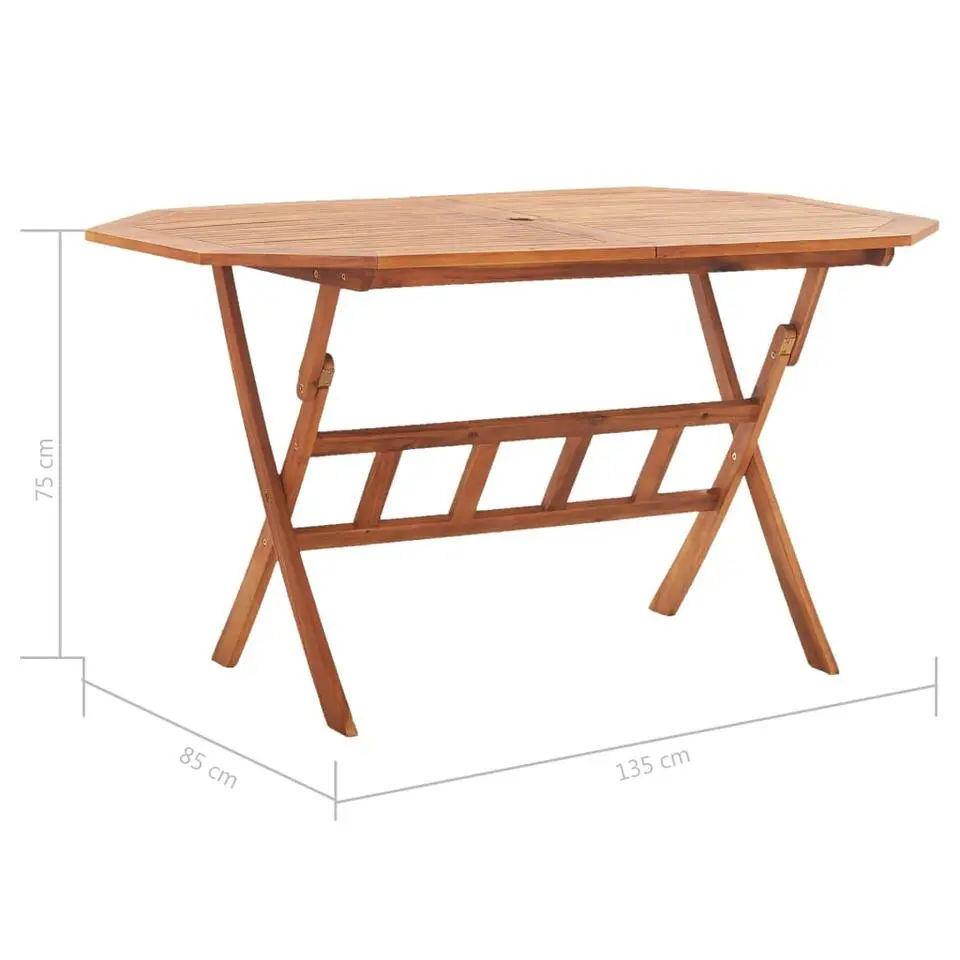 vidaXL - Tuintafel inklapbaar - Bruin - Massief acaciahout - 135 x 85 x 75 cm