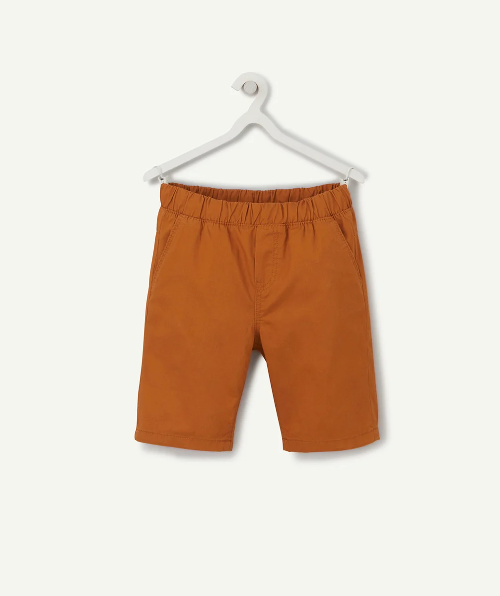BERMUDA DROIT GARÇON EN COTON MARRON