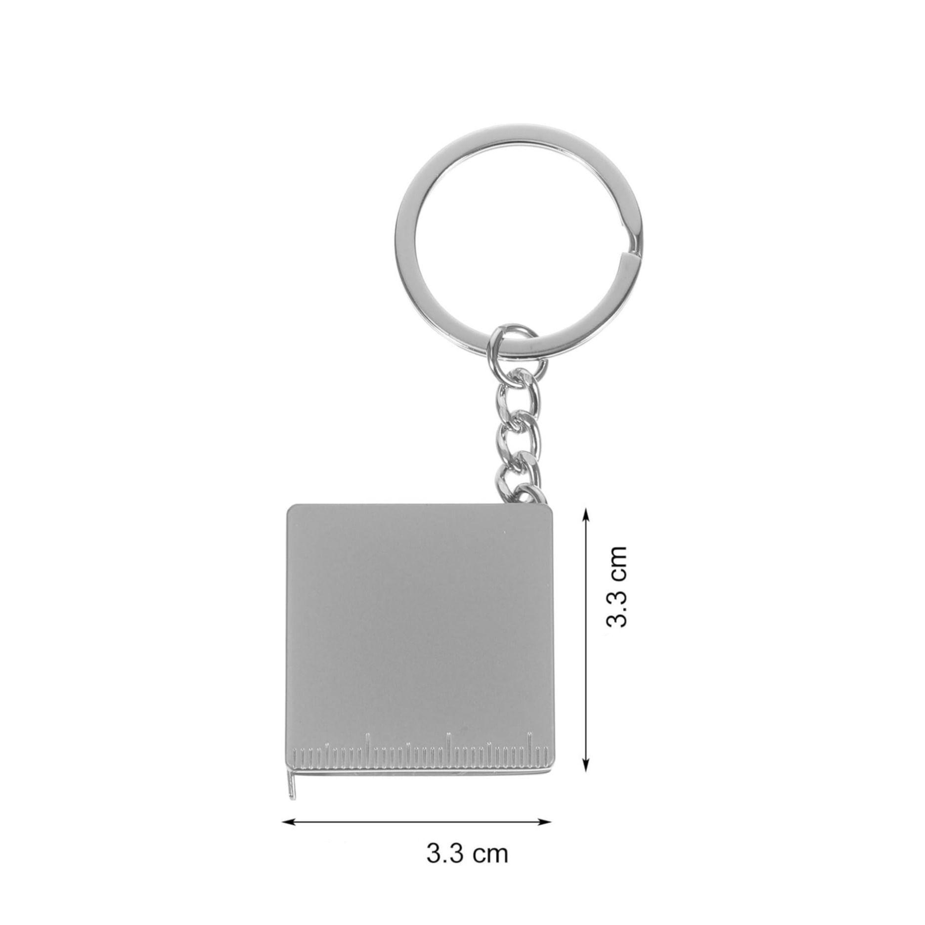 Edelstahl Mini Massband Schlüsselanhänger Werkzeug Accessoire mit Spaltring - Silber