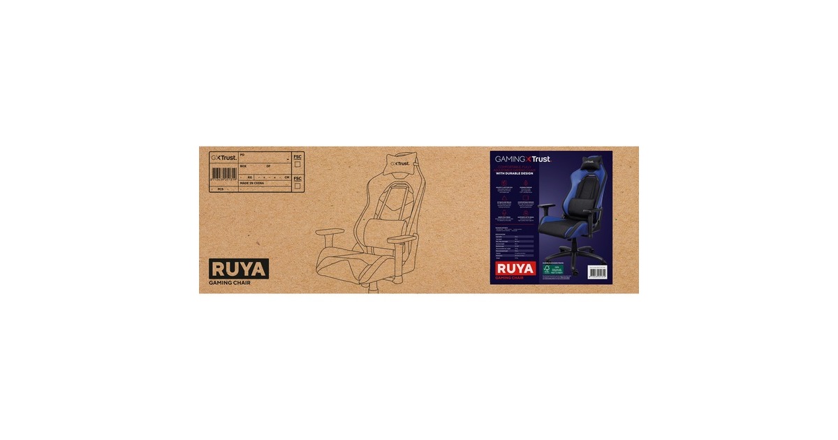 TrustGXT 714B Ruya gamingstoel  (Blauw/zwart)