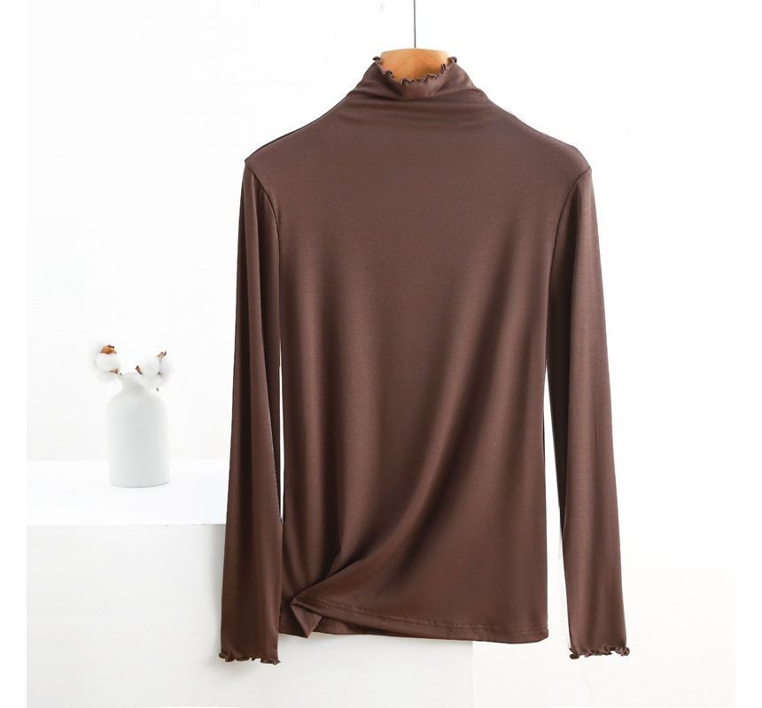 Featherbright - T-shirt met lange mouwen en hoge hals en effen sla-rand
