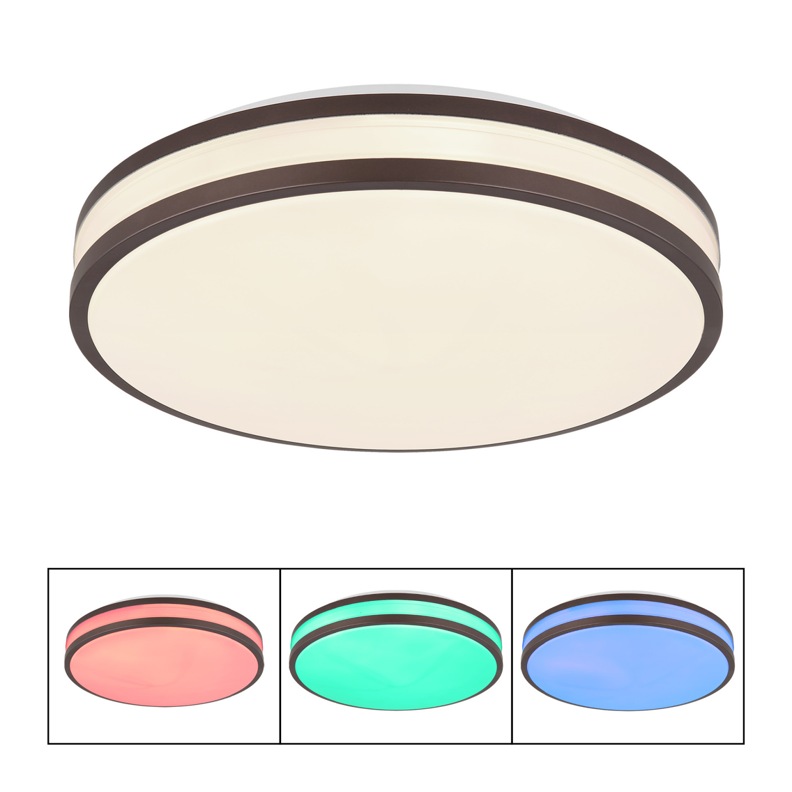 RGB-LED-Deckenleuchte - weiß-kaffeefarben - mit Fernbedienung