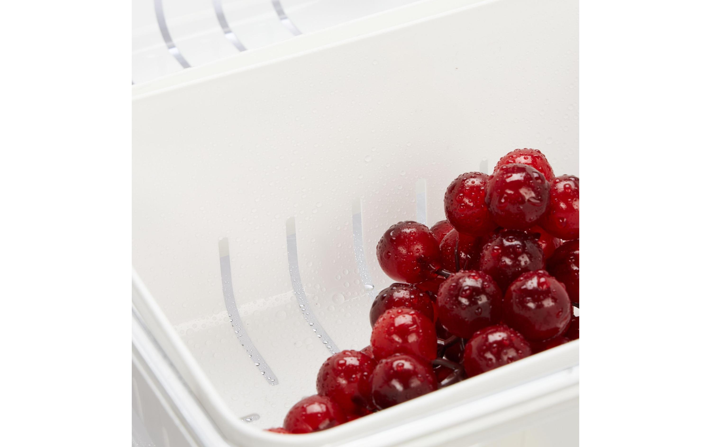Kühlschrankorganizer 800 g, 3 Stück, Transparent/WeissStapelbare Obstfrischhaltebox im 3er Set