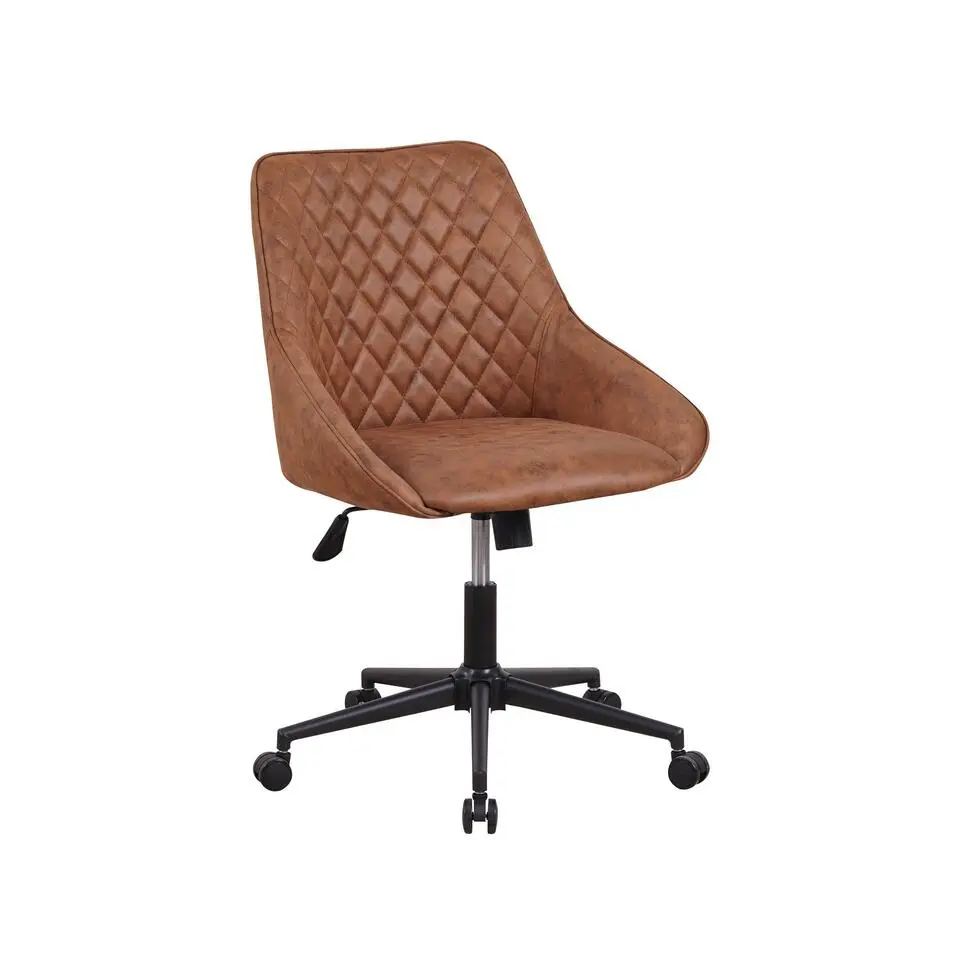 Industriële draaibare bureaustoel Emily cognac - 64,50x60x84 cm - Stof - Bruin