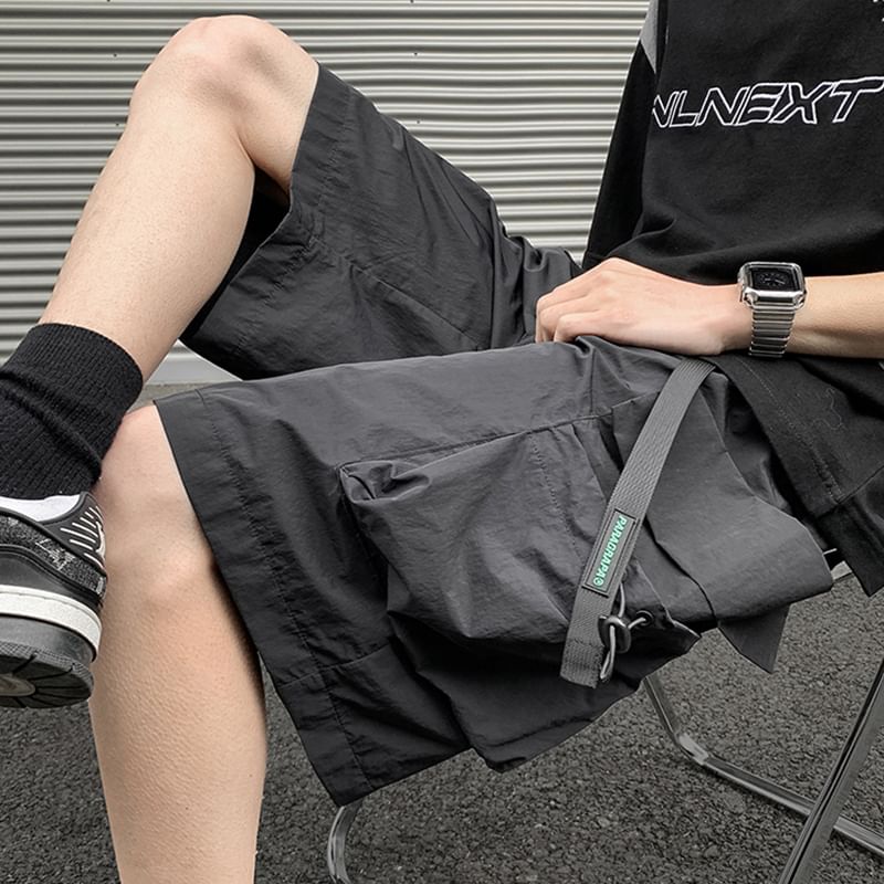 Koiyua - Lage taille, effen cargoshorts met trekkoord