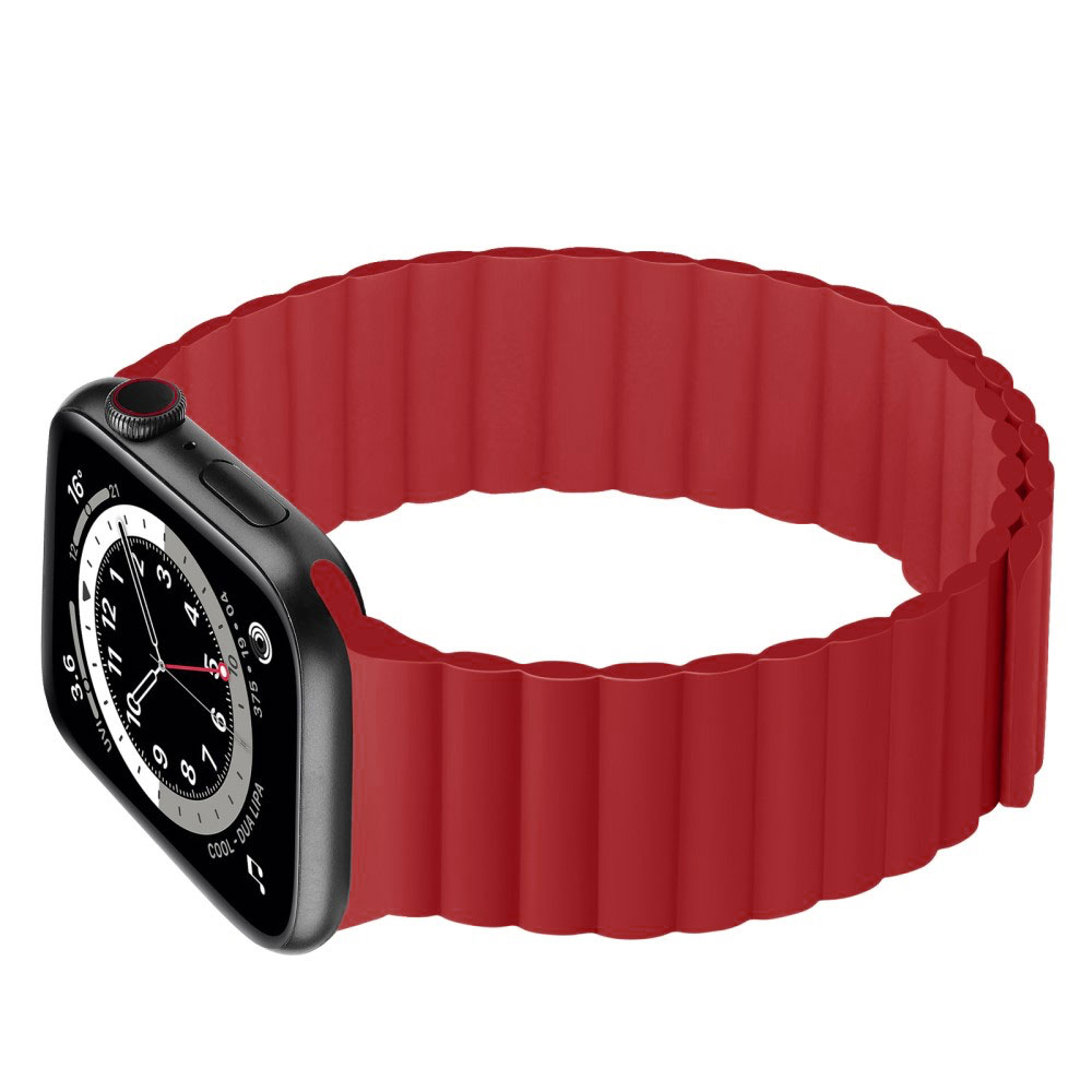 Apple Watch (49/46/45/44 mm) Silikon Armband mit Magnetverschluss (Gelenkumfang: 170-240mm) - Rot