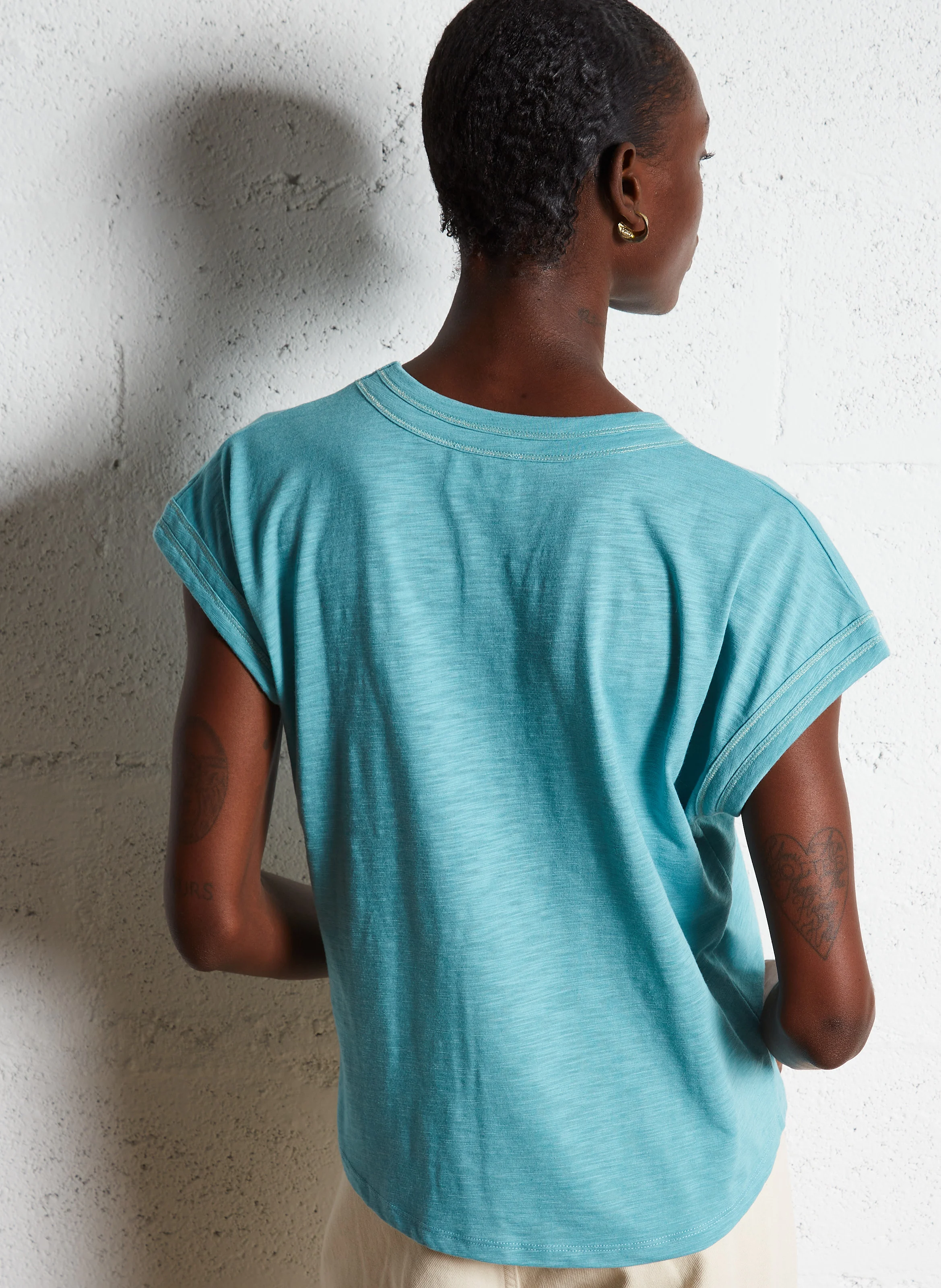TINA - Tee-shirt en coton mélangé | Bleu