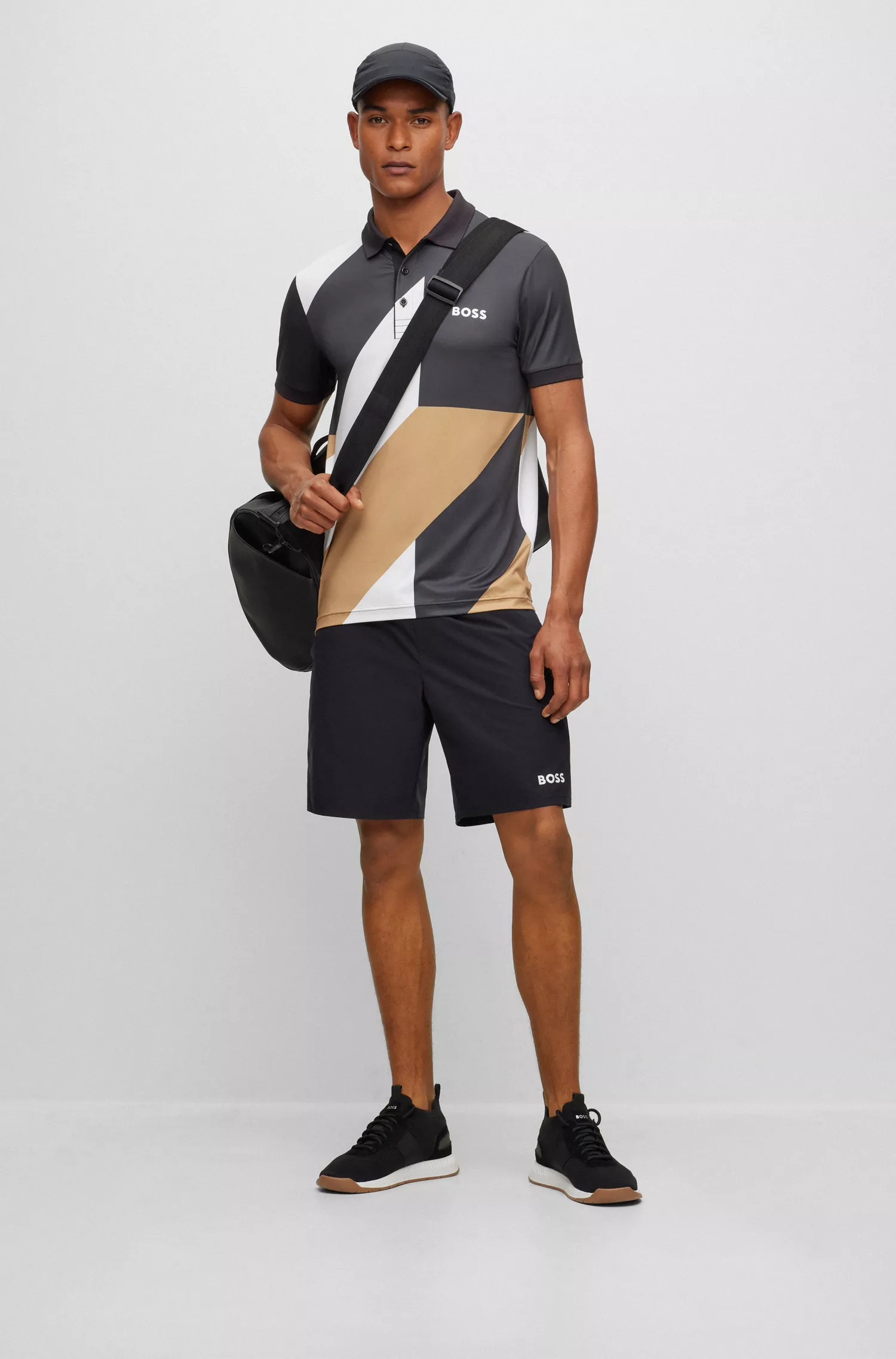 Shorts BOSS Green-BOSS x Matteo Berrettini em popeline elástica com logotipo contrastante.