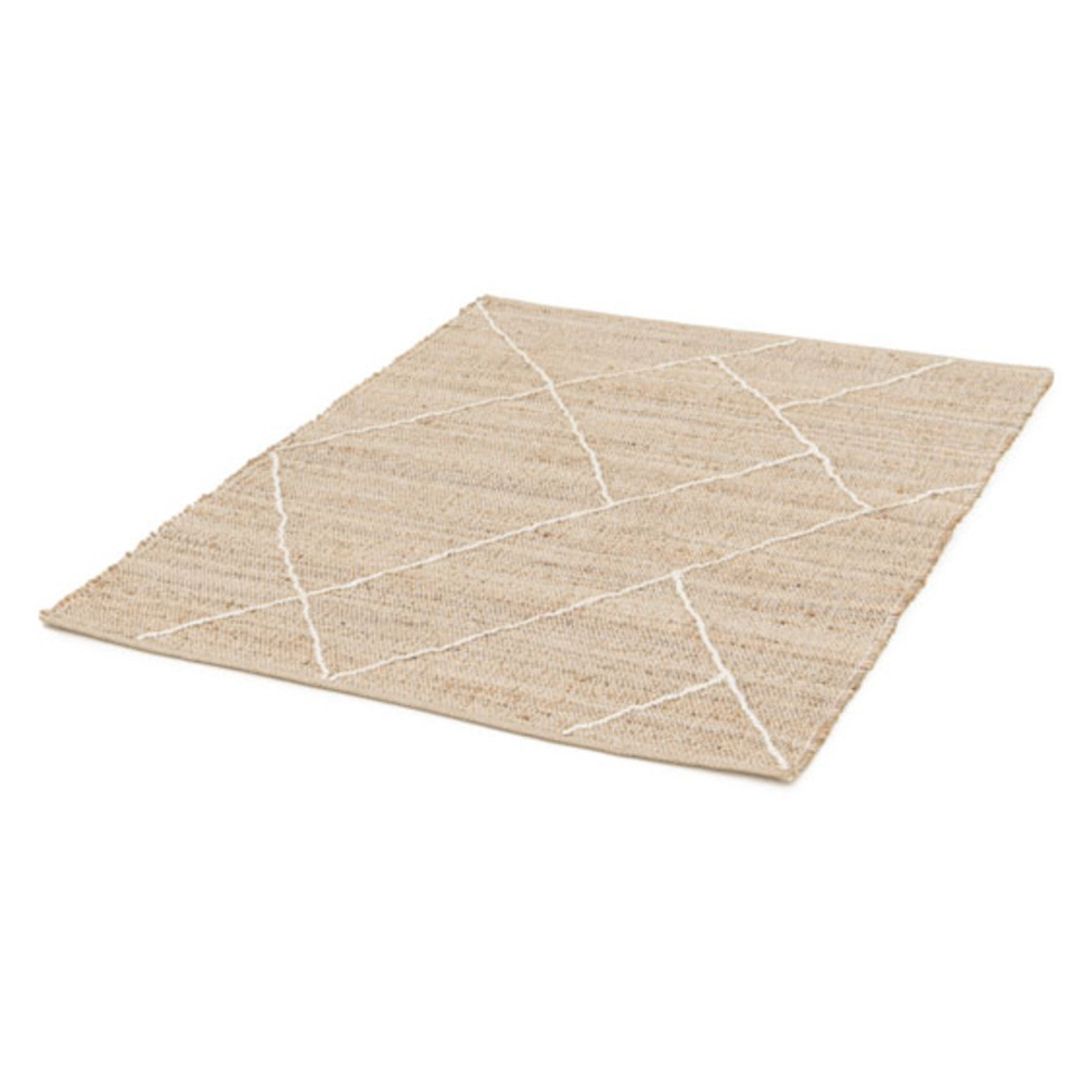 Tapis à motif losanges en jute et coton - rafi - fibre naturelle - 200 x 290 cm