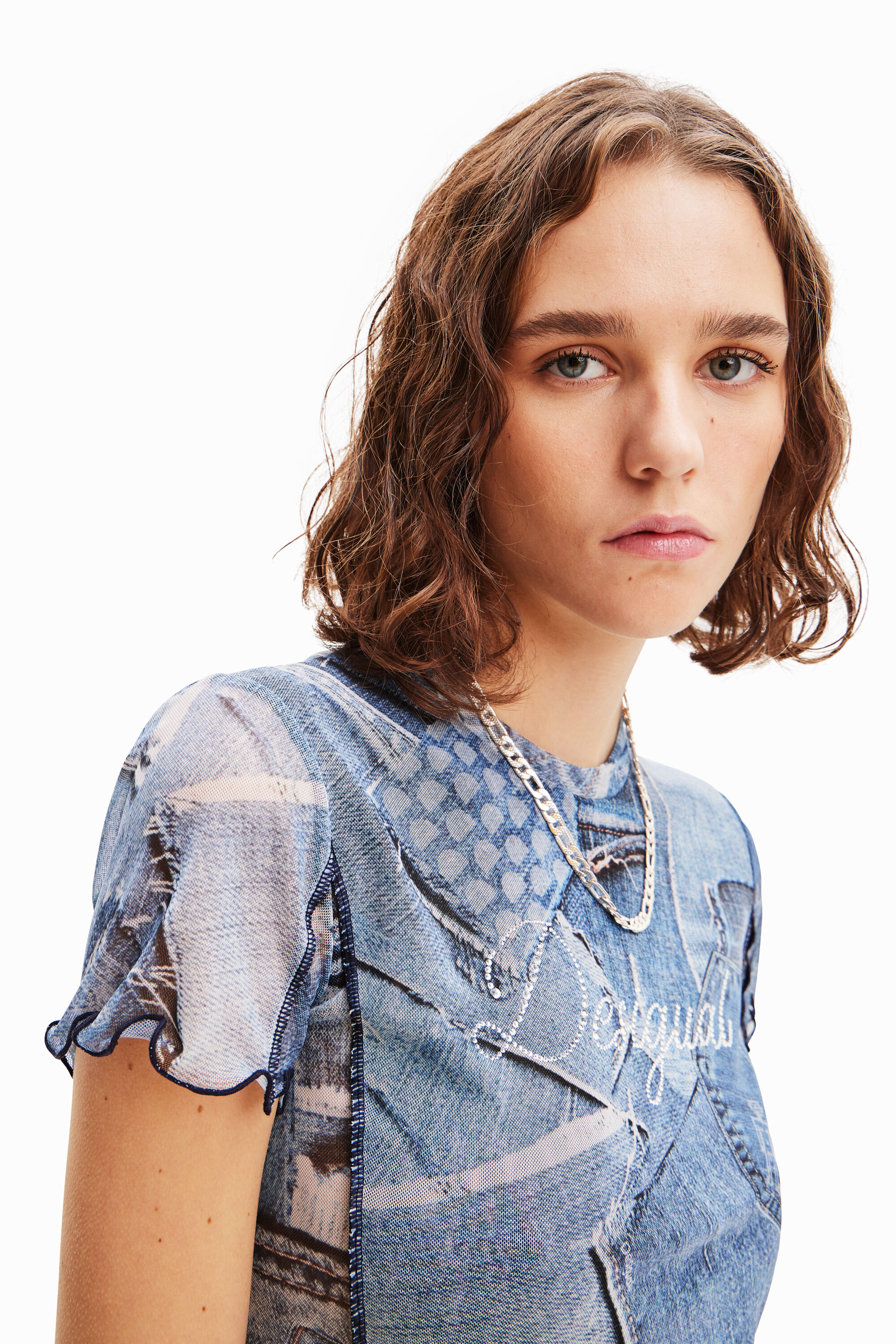 T-shirt tulle patchwork denim