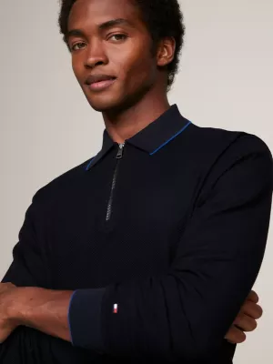 Polo de manga comprida Honeycomb Slim Fit