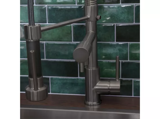 Big Pro mitigeur évier à douchette mobile gris gun métal - Essebagno