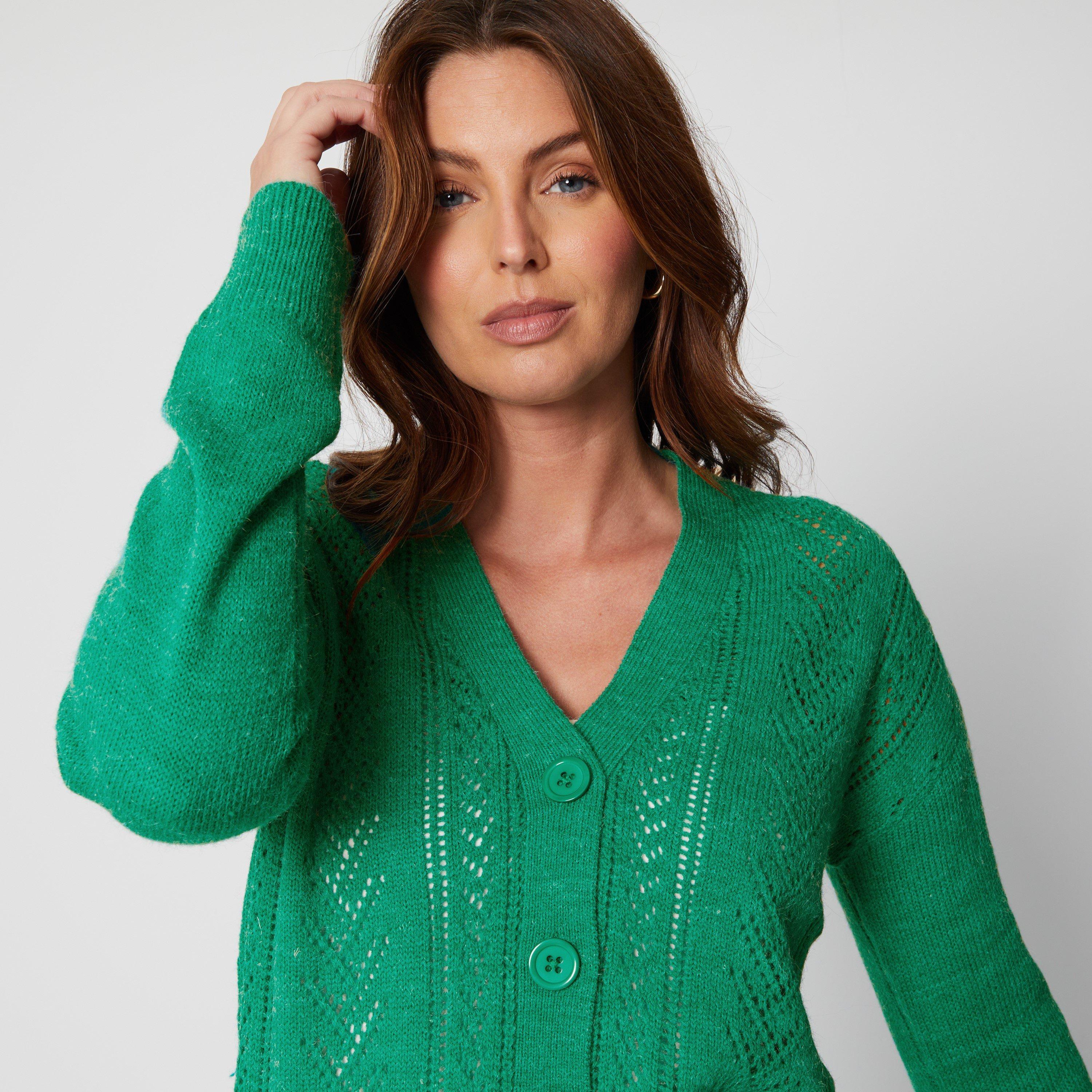Be You Ladies Pointelle V Neck Cardigan