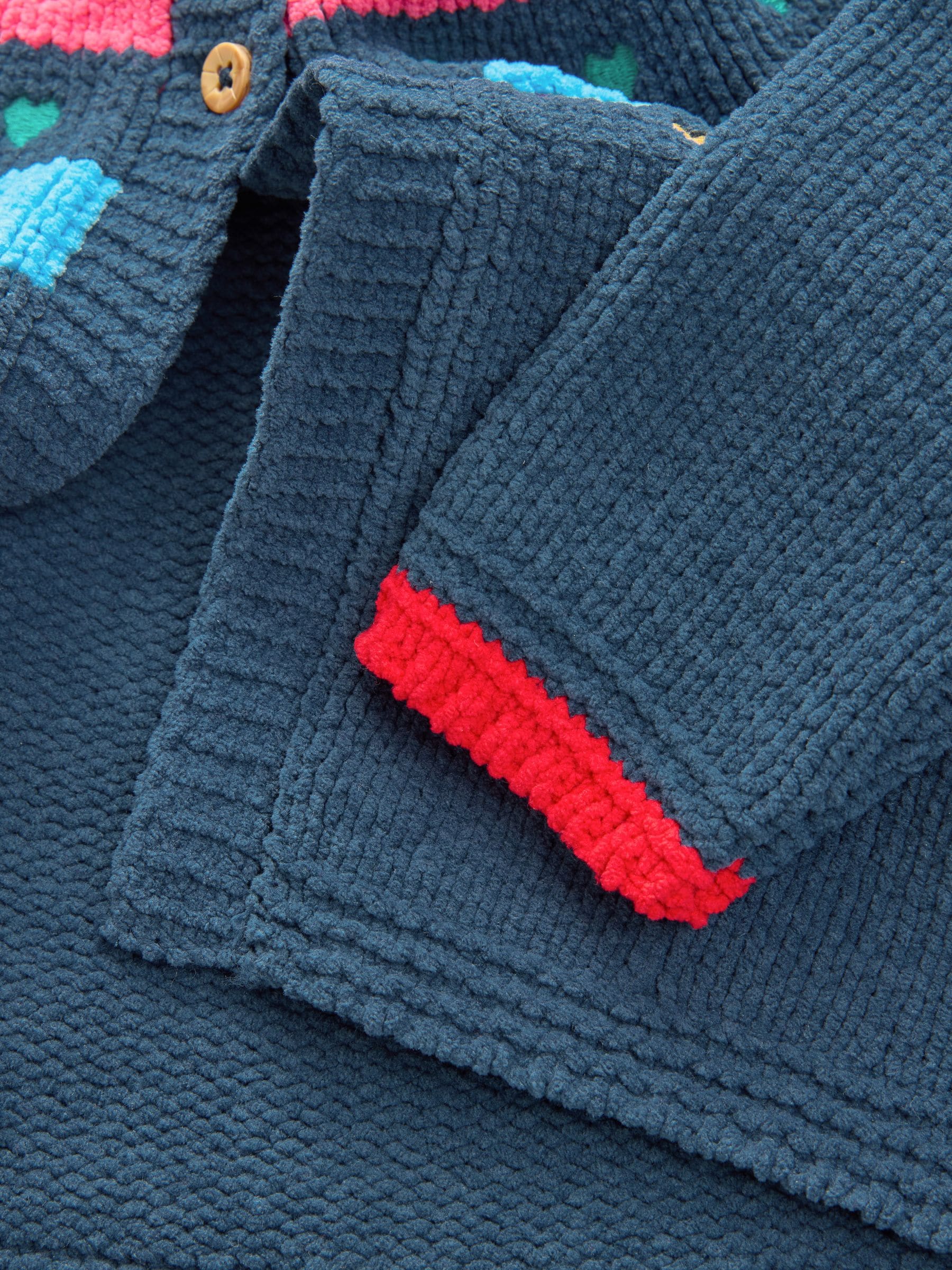 Marineblauw - Gebreid vest met hartjesprint (3mnd -7jr)
