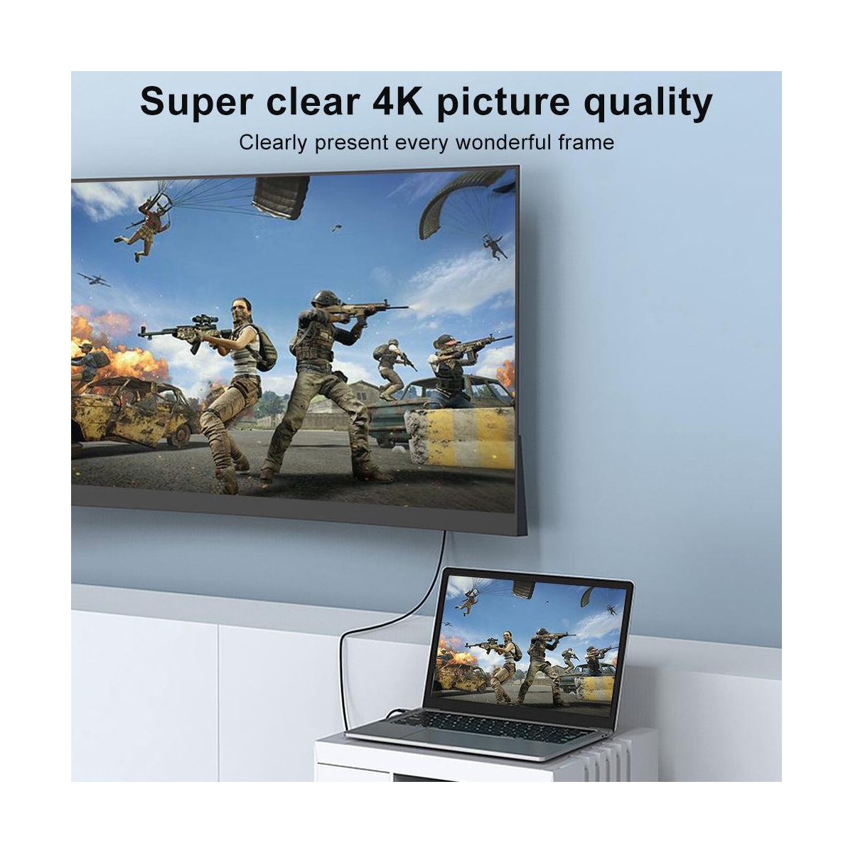 NÖRDIC 3m USBC til HDMI 4K 60Hz nylonflettet kabel plass grå støtte for HDCP1.4 og 2.2 Rent kobber 99,99 %
