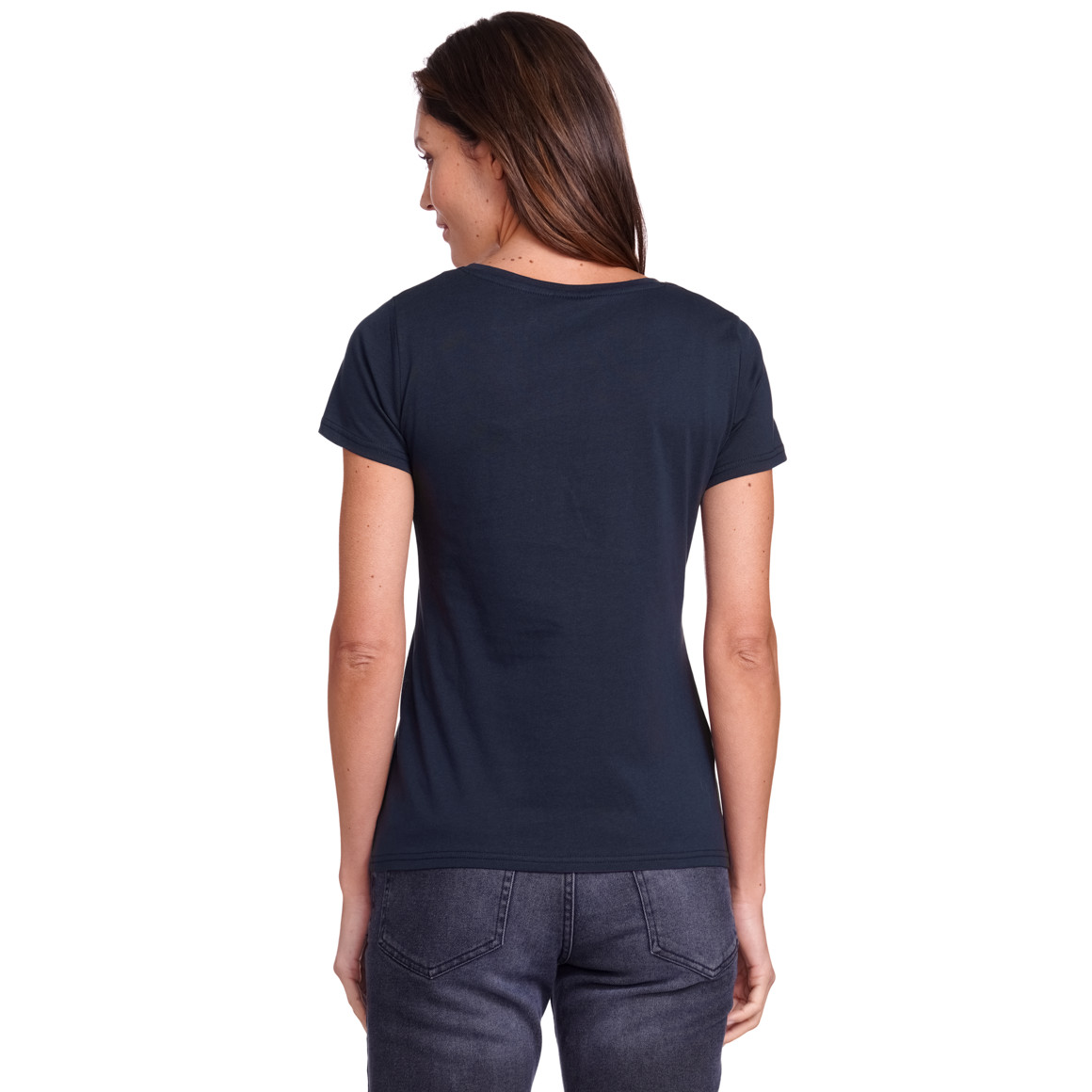Gina Damen T-Shirt mit Folien-Print dunkelblau