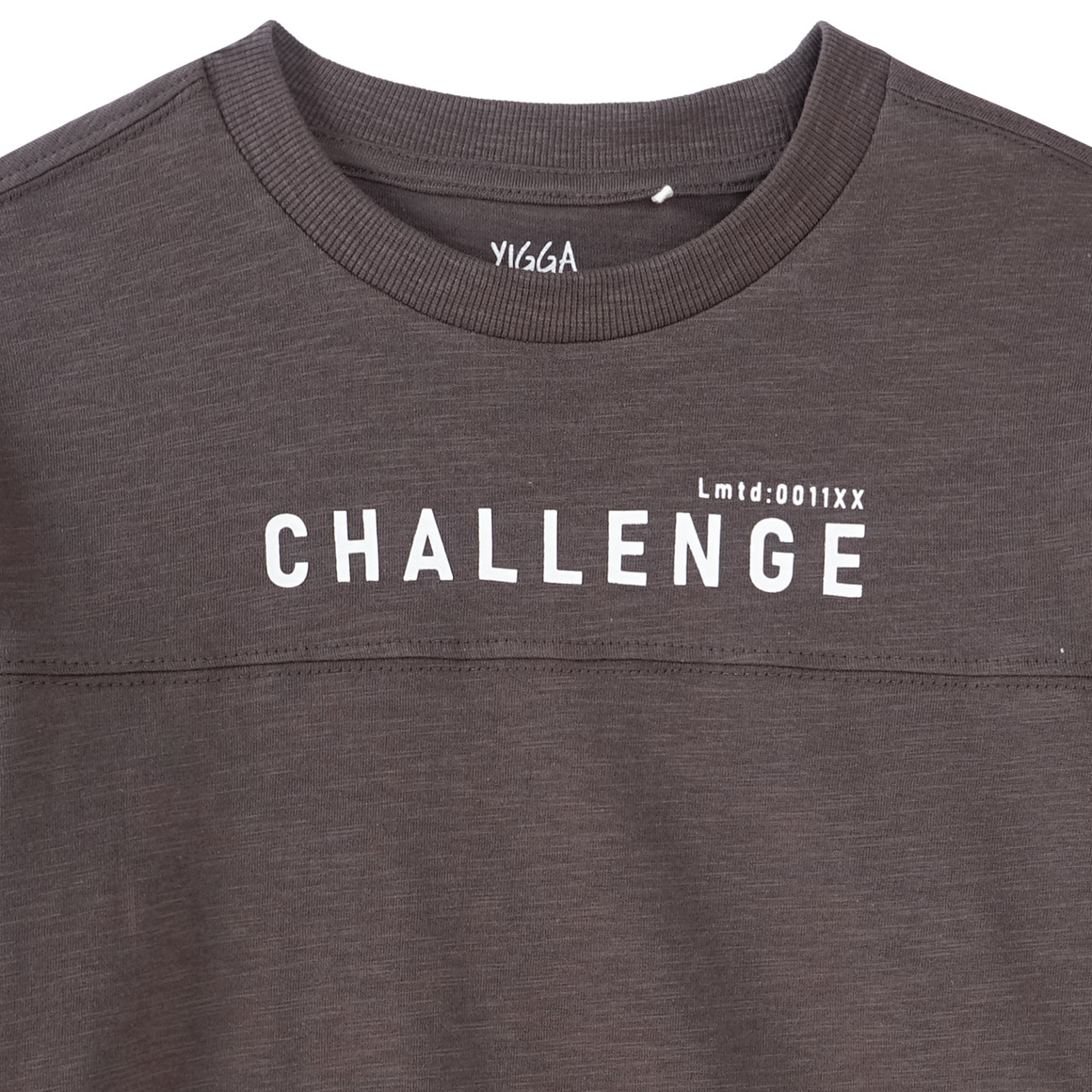 Yigga Jungen T-Shirt mit gummiertem Schriftzug dunkelgrau