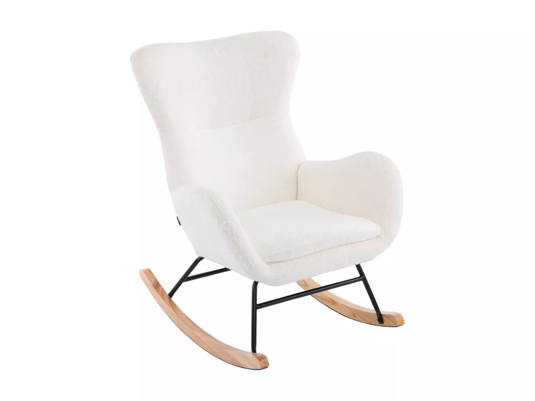Rocking-chair en tissu bouclé beige - Béa