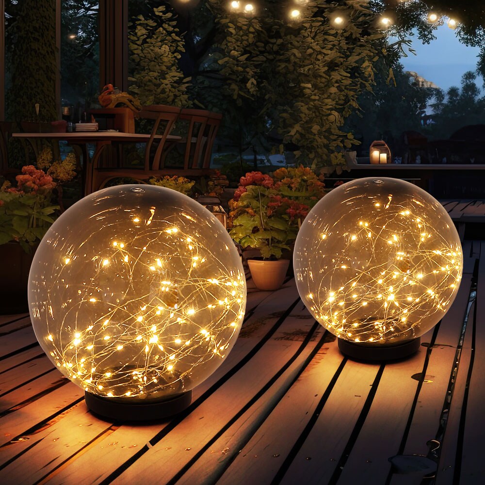 LED Solarlampe, Kugel-Form, Lichterkette, H 30 cm