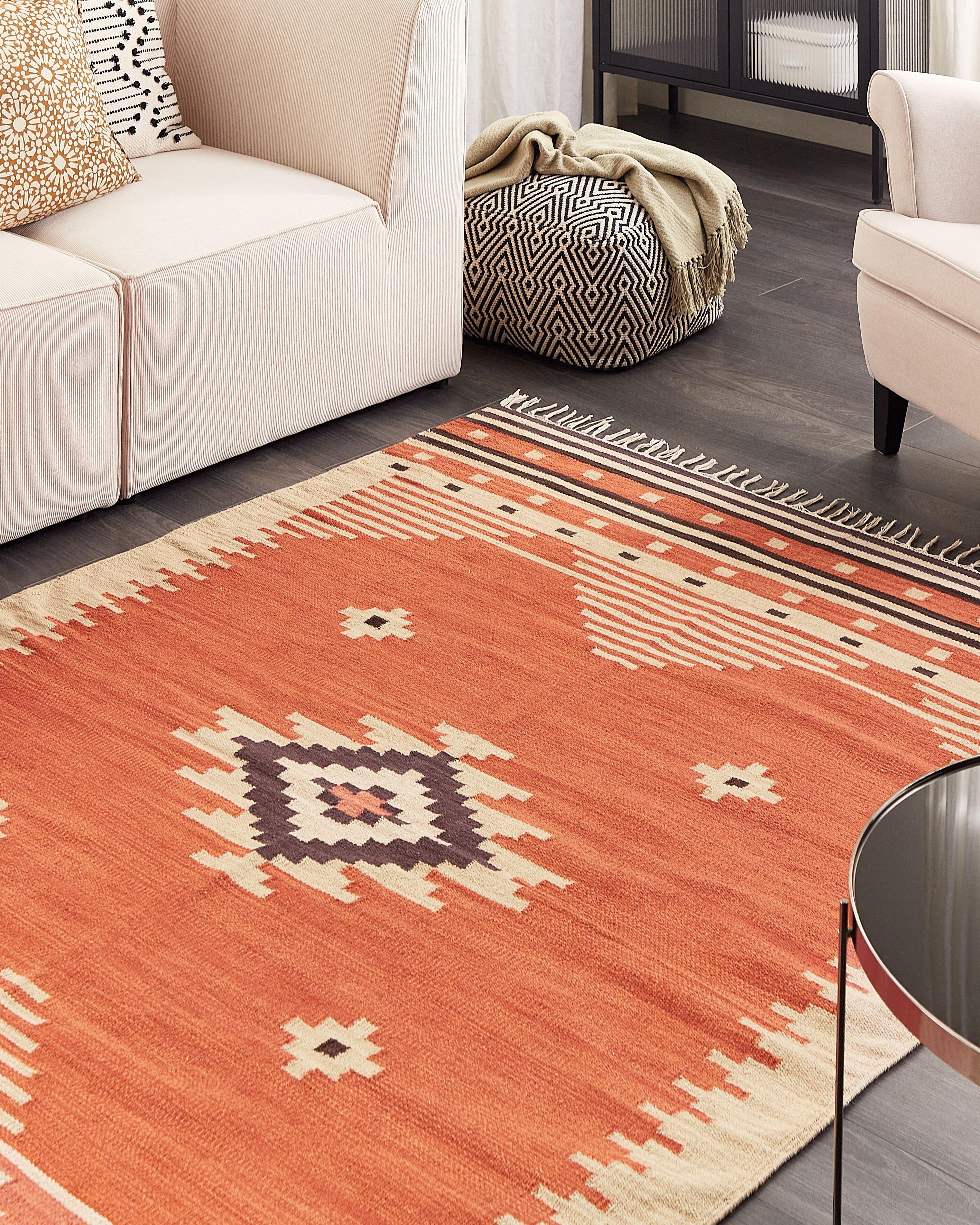 Vloerkleed GAVAR Oranje 160 x 230 cm Katoen Kelim