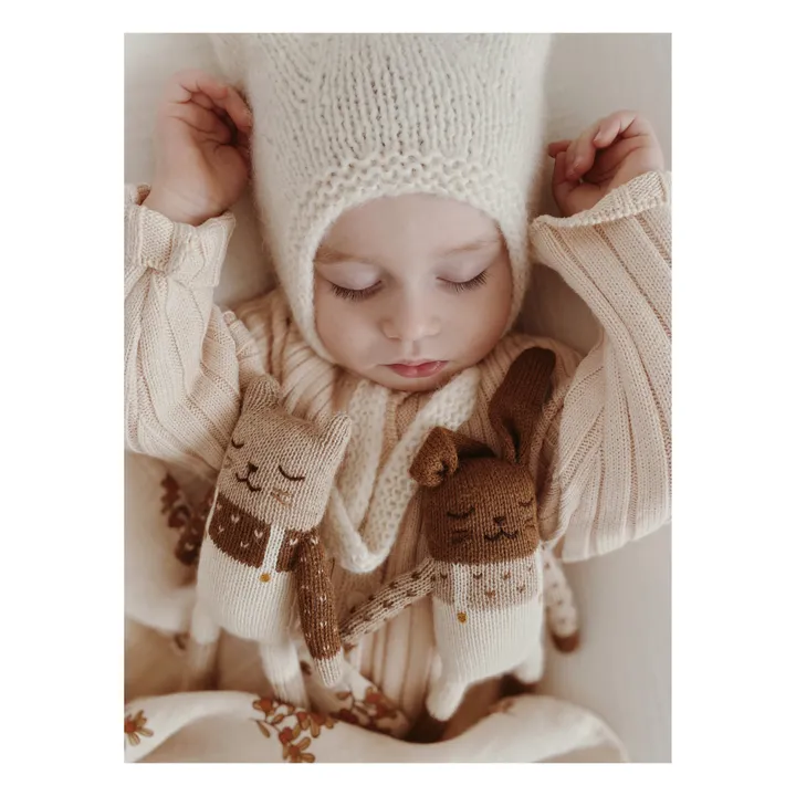 Main Sauvage Doudou Chaton salopette  | Ecru
