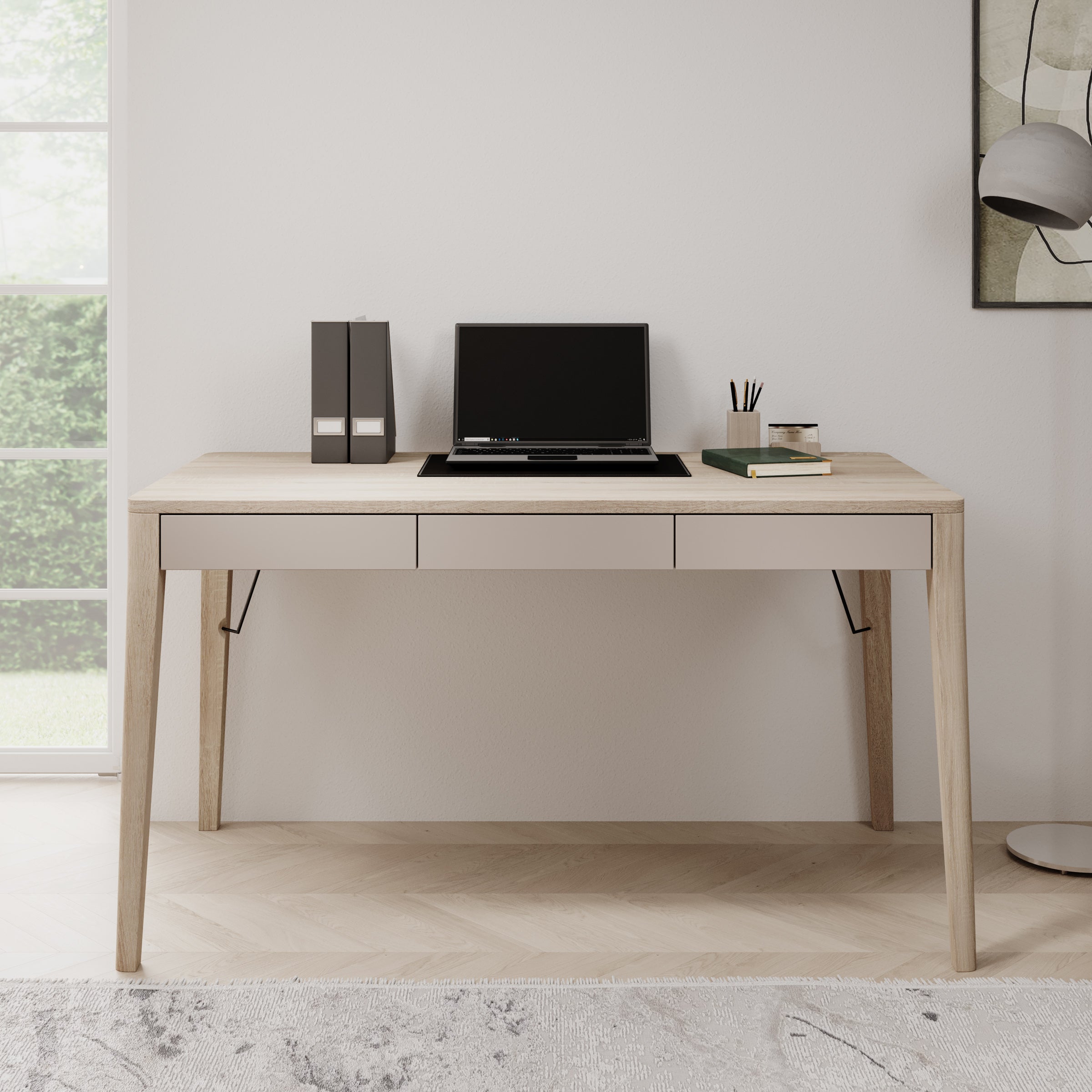 Meubella - Bureau Mazar - Licht eiken - 139 cm