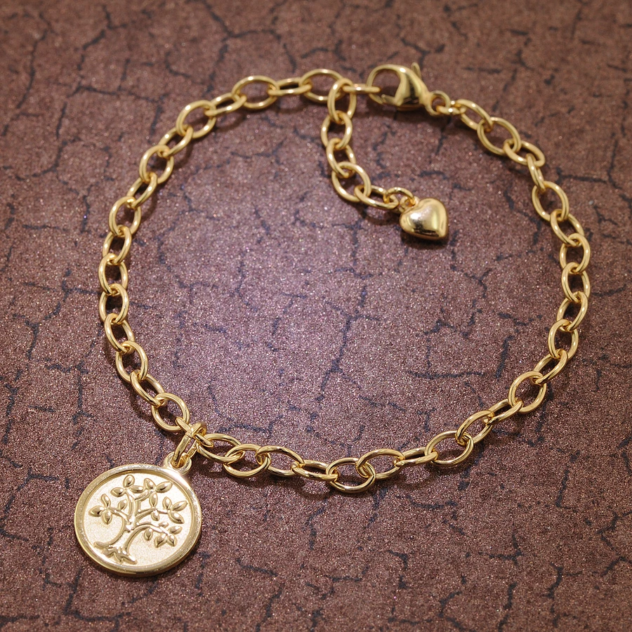 trendor Mädchen-Armband mit Lebensbaum 925 Silber vergoldet 18 cm gold