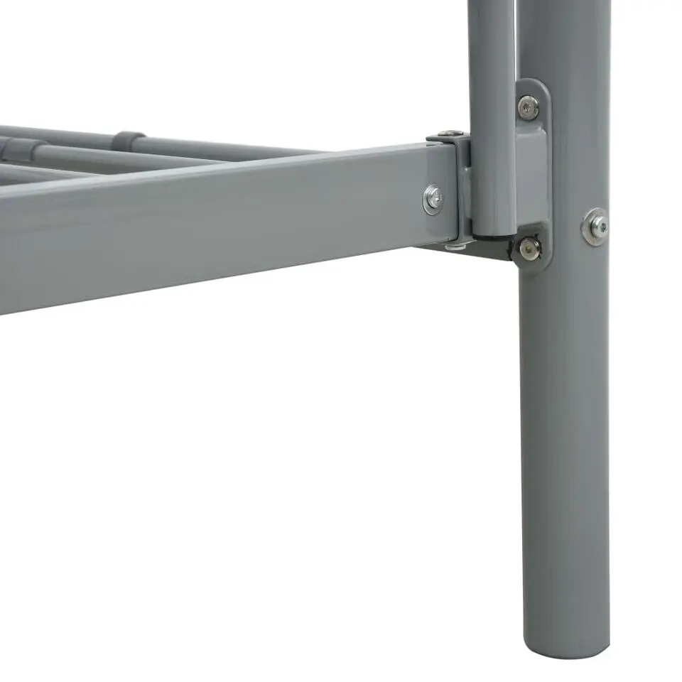 vidaXL - Metalen Stapelbed incl. hekwerk en zijladder - Grijs - 90x200 cm