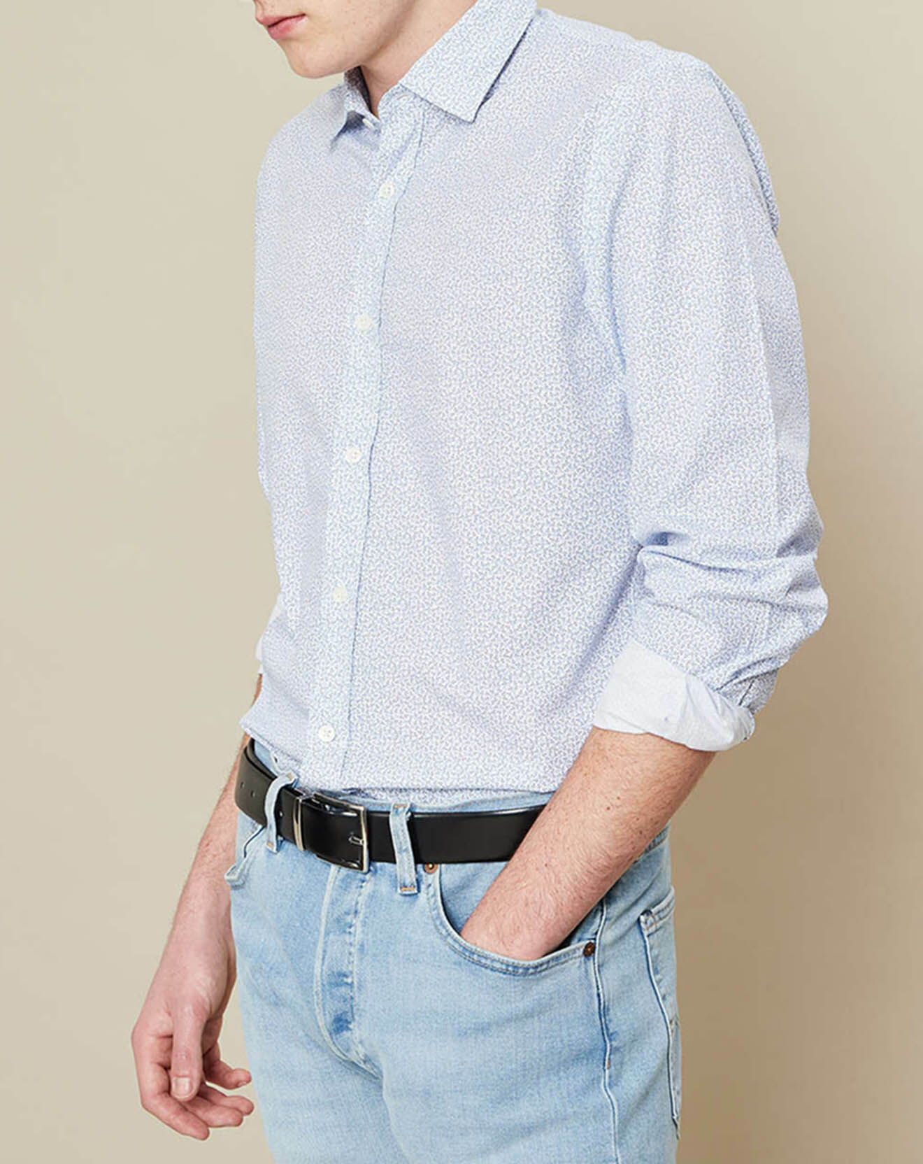 Hartford Chemise Slim Sammy ancres bleu/bleu clair
