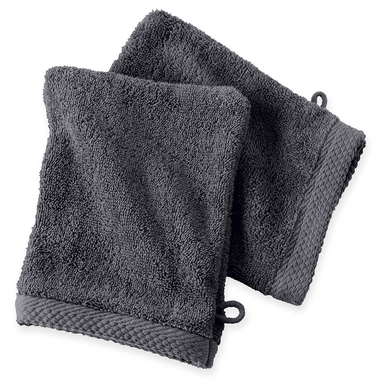 Soft by Perle de Coton 2 Gants de toilette gris anthracite - 16x21 cm