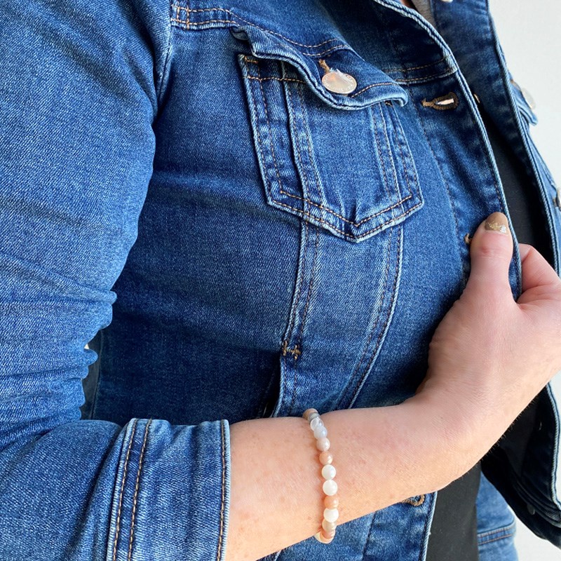 Bracelet extensible avec perles Pierre de Lune