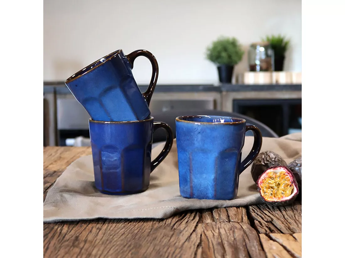 Novastyl - Lot 6 Mugs Irizia 36cl En Gres 3 Coloris Assortis
