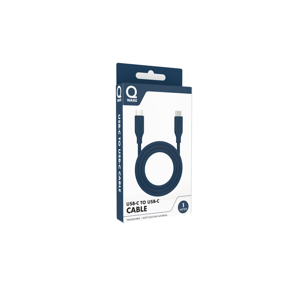 Qware USB-C naar USB-C kabel - blauw